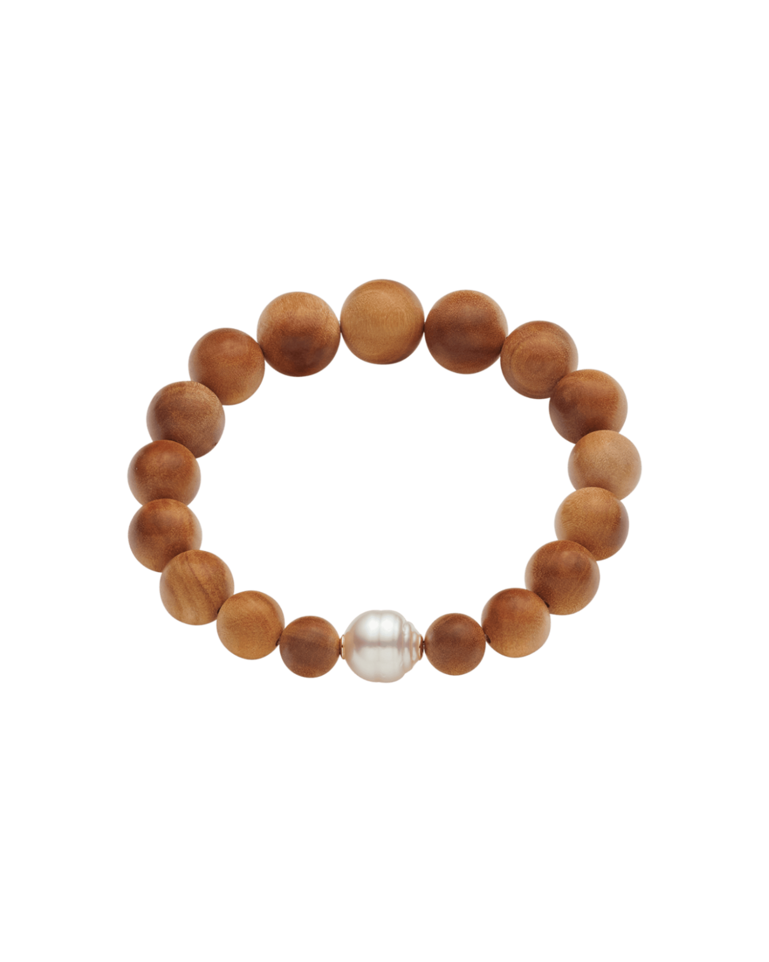 Kimberley Dawn Single Pearl Bracelet | 10mm Circle Pearl and Sandalwood 2