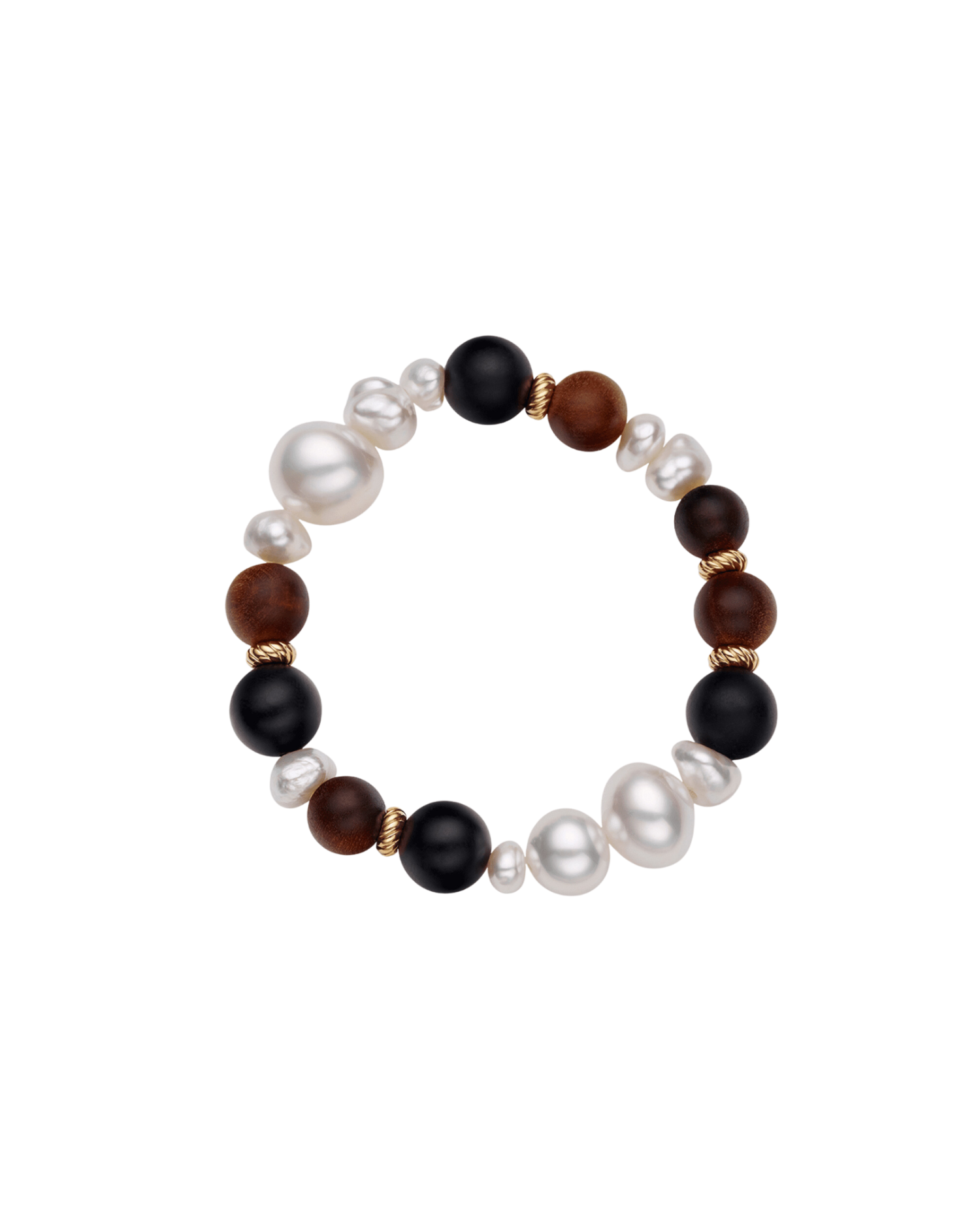 Kimberley Golden Dusk Keshi Pearl Bracelet | 11-14mm Pearls, Dark Sandalwood, and Yellow Gold 1