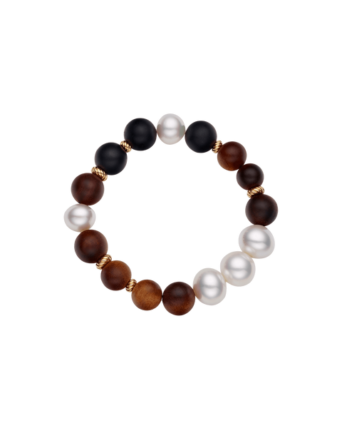 Kimberley Golden Dusk Pearl Bracelet | 11-14mm Pearls, Sandalwood, and