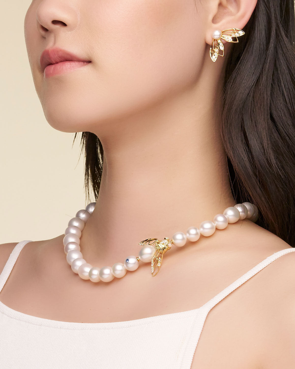 Lacewing Cicada Clasp YG On Body G24L01YPD12 Strand SCDEBL001 Earrings G25AE02Y