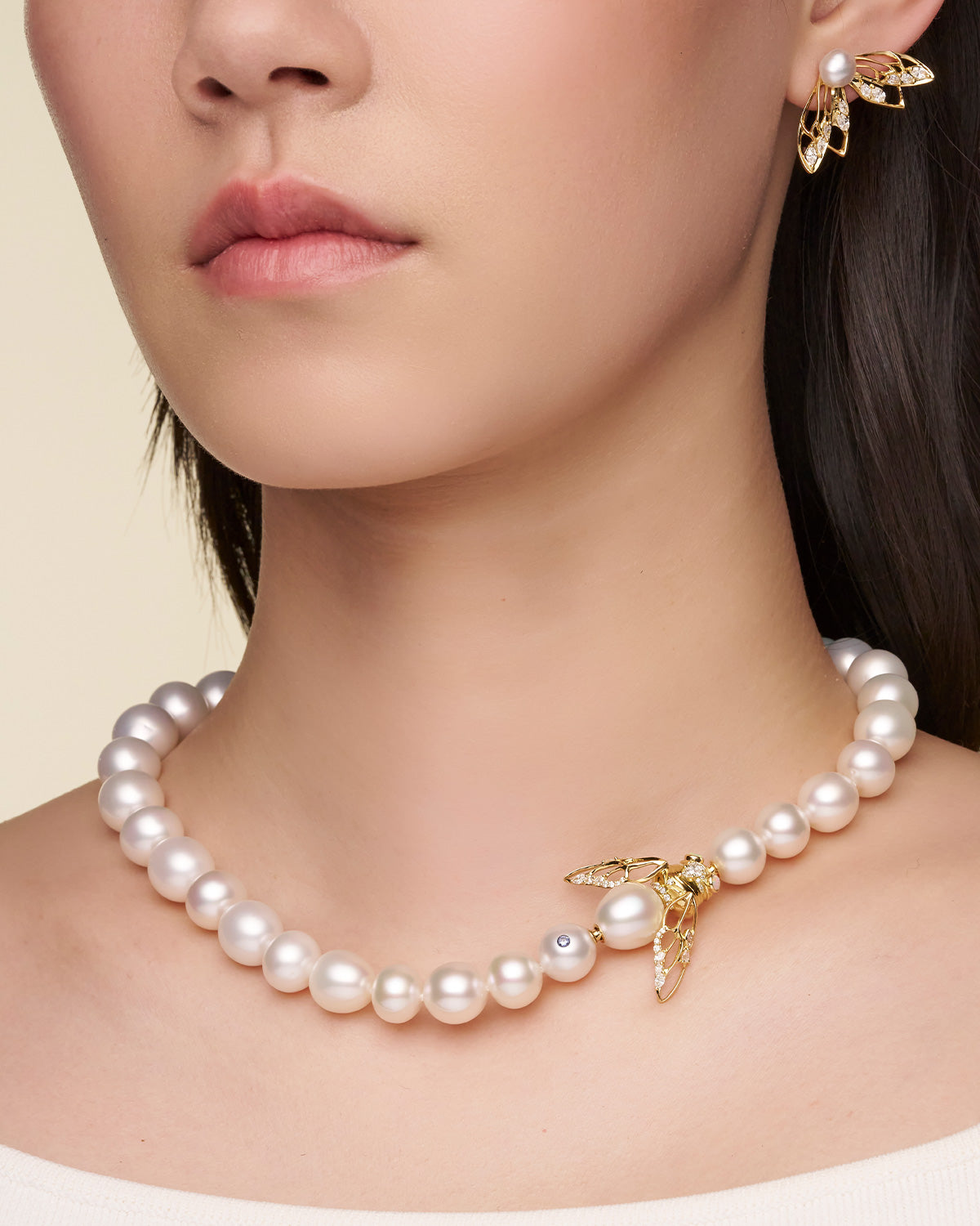 Lacewing Cicada Clasp YG On Body G24L01YPD12 Strand SCDEBL001 Earrings G25AE02Y