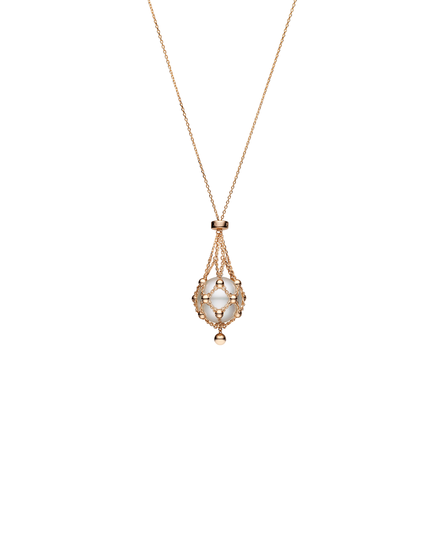 Lavalier Pearl Necklace with 15mm Button Pearl and Rose Gold