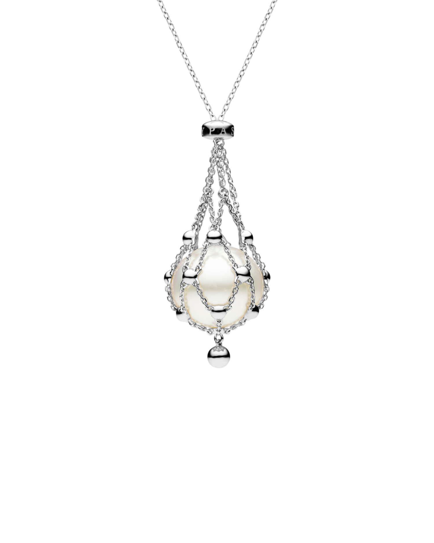 Lavalier Pearl Necklace | 15mm Button Pearl and White Gold 1