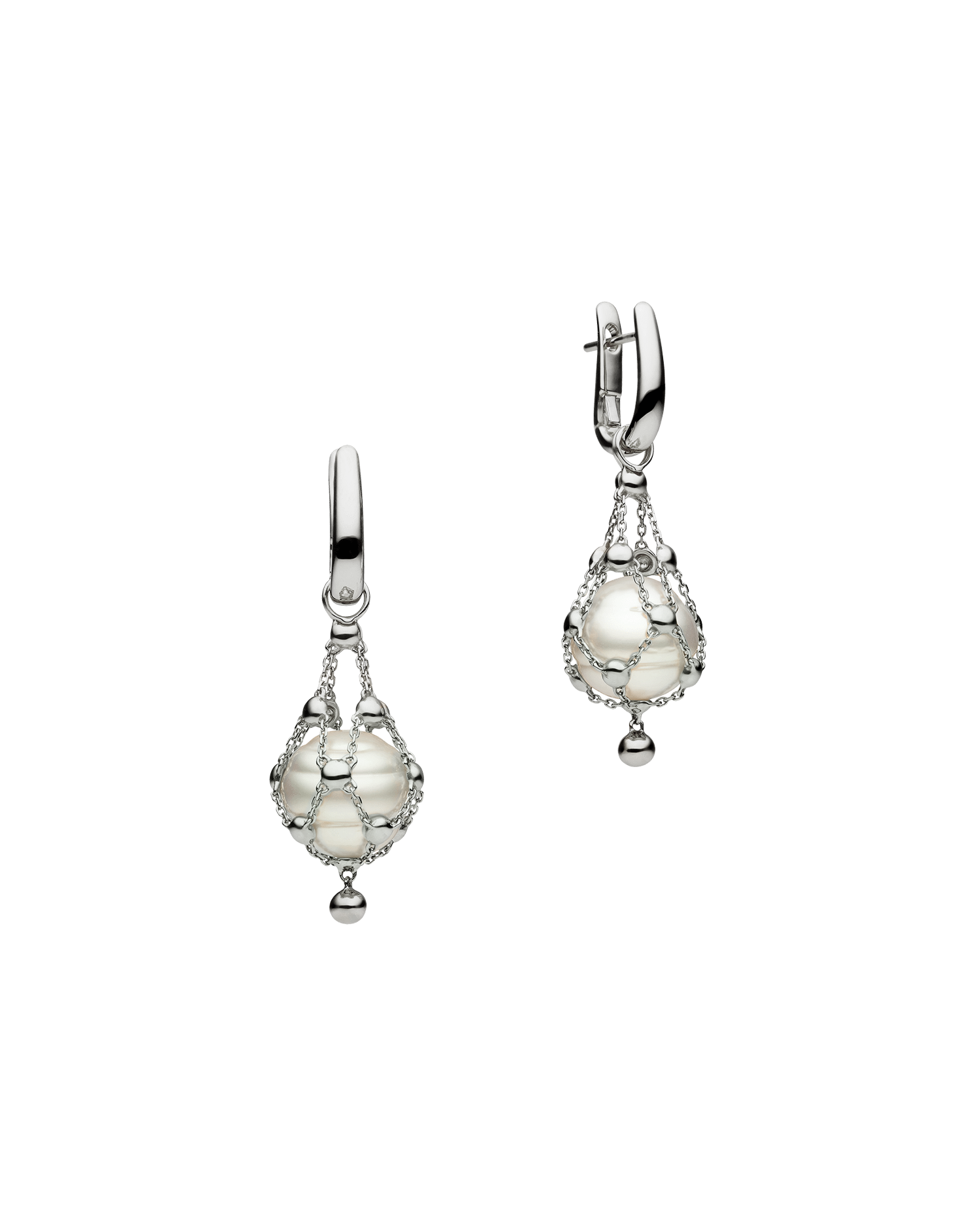 Lavalier Pearl Earrings White Gold 12mm Circle dh14e20wpb12