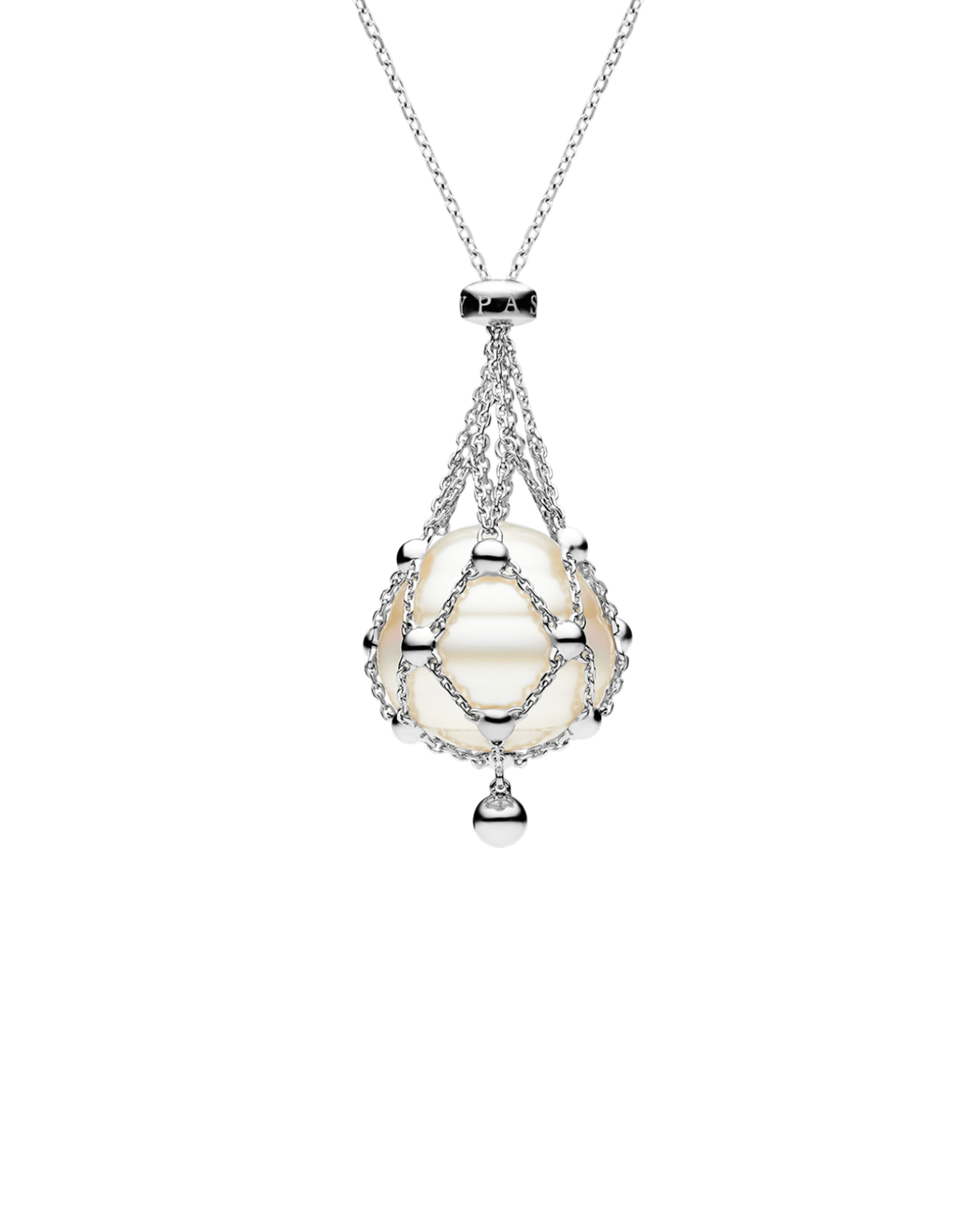 Lavalier Pearl Necklace | 14mm Circle Pearl and White Gold 1