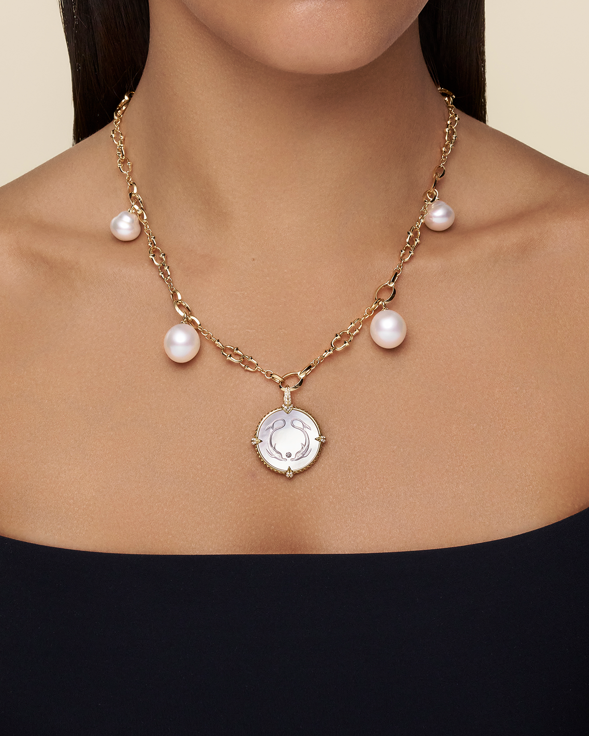 Layered Dive Charm Necklace On Body DD21N01YPO13