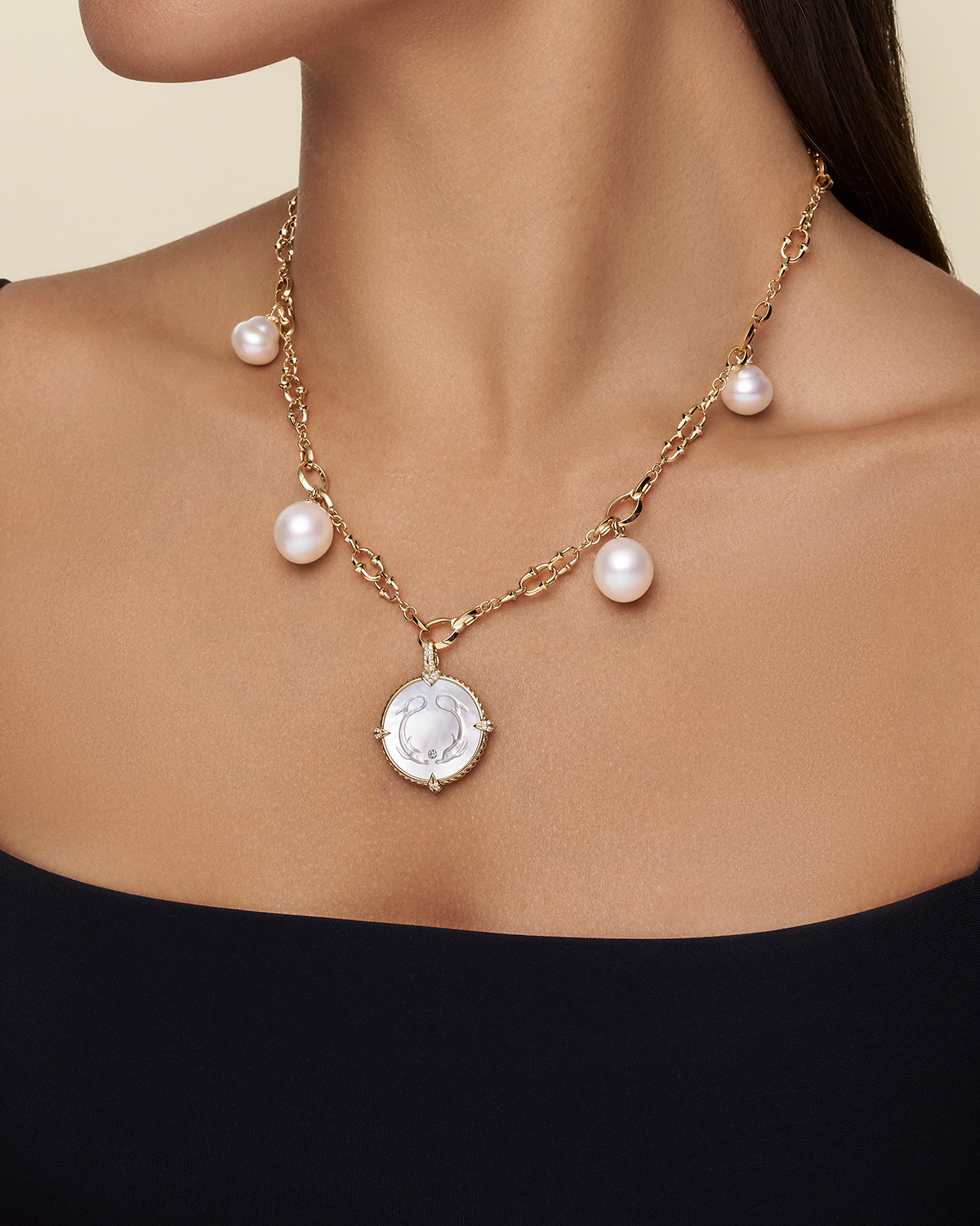 Layered Dive Charm Necklace On Body DD21N01YPO13