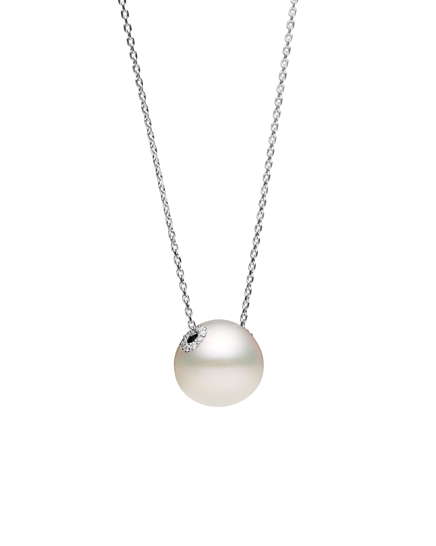 Palais Pearl Necklace | 14mm Triangle Pearl, Diamonds, and White Gold