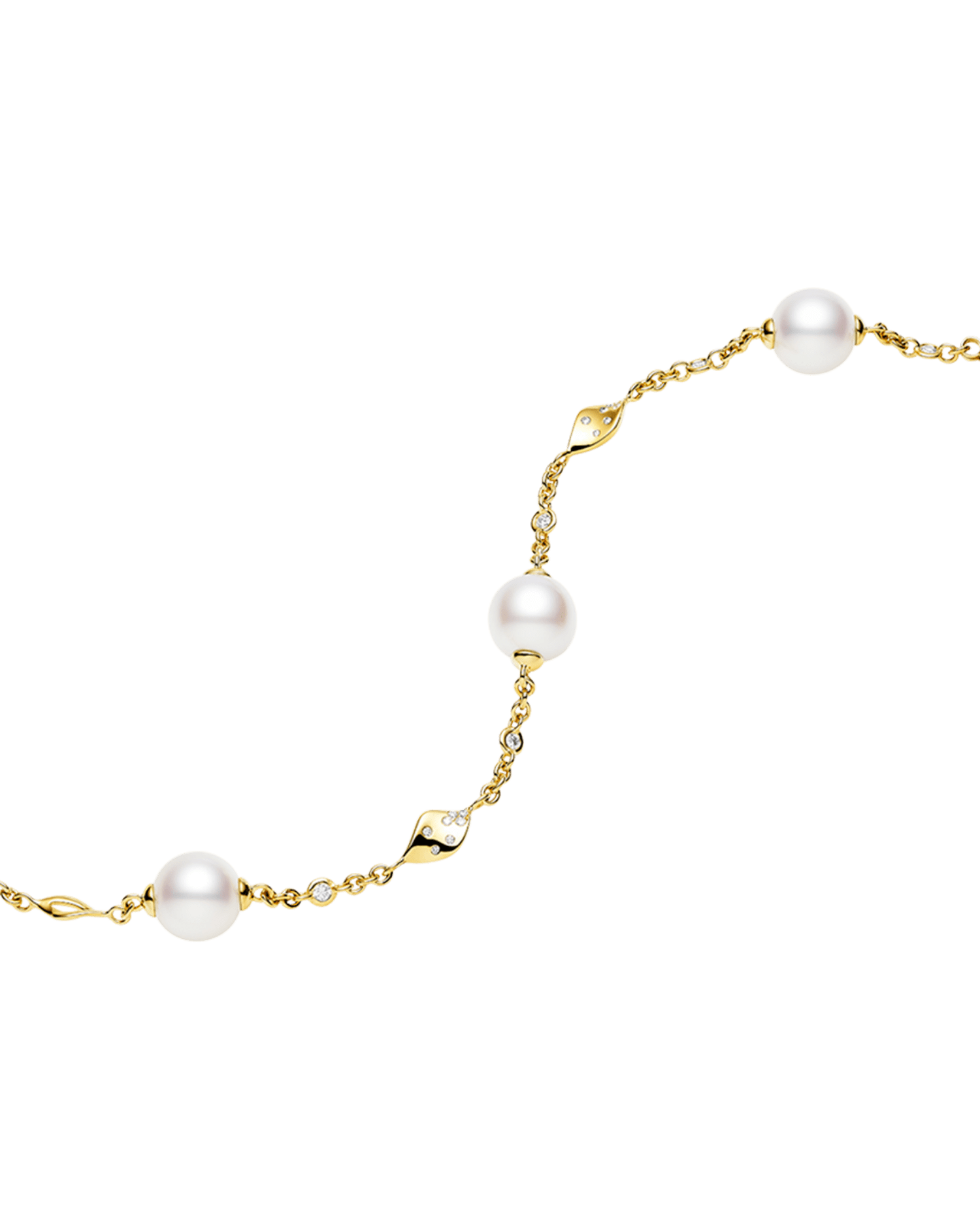 Paradis Pearl Bracelet | 10mm Round Pearls, Diamonds, and Yellow Gold 2