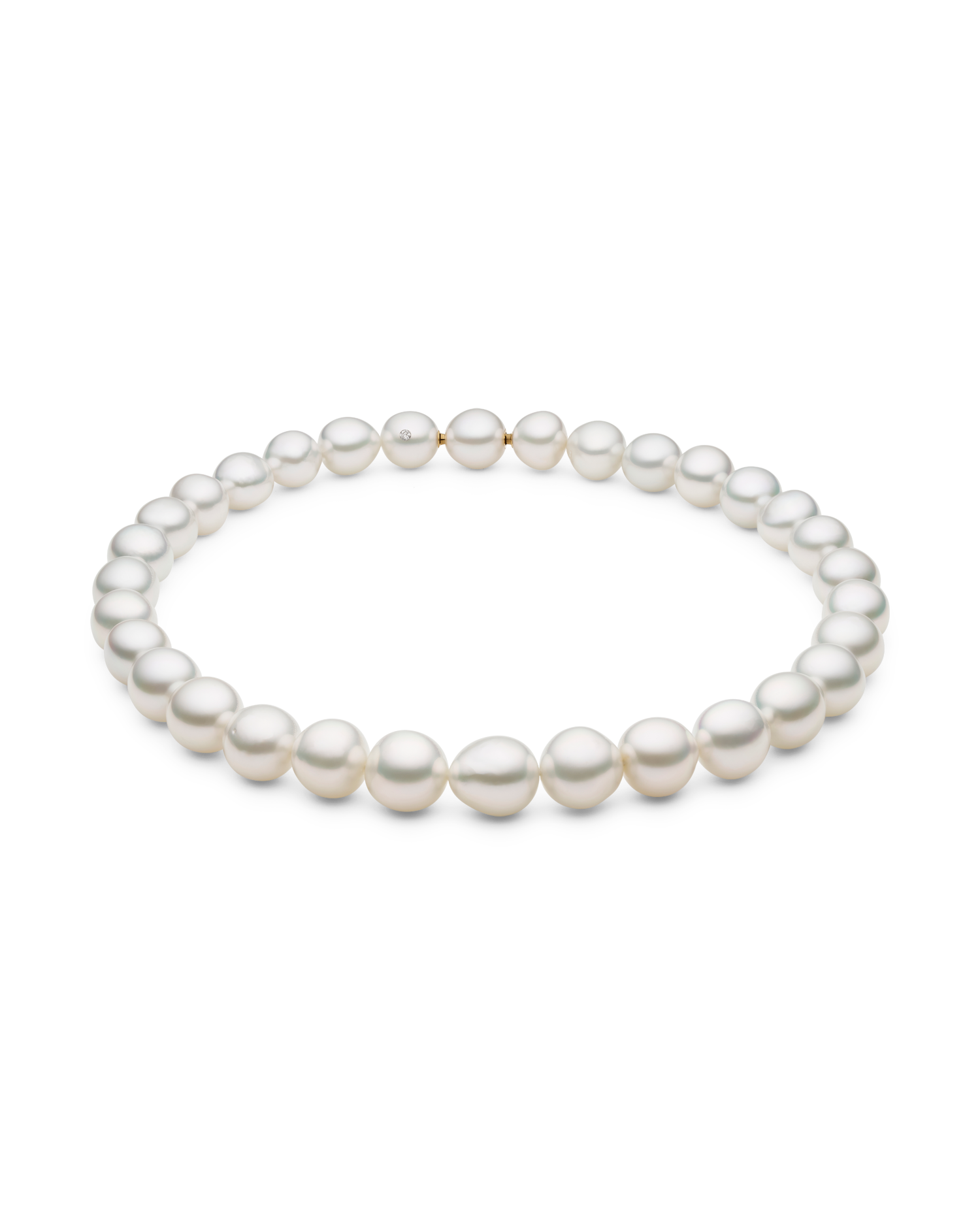 Paspaley Baroque Pearl Choker Strand Necklace | 12-14mm Baroque Pearls and Paspaley Signature Diamond
