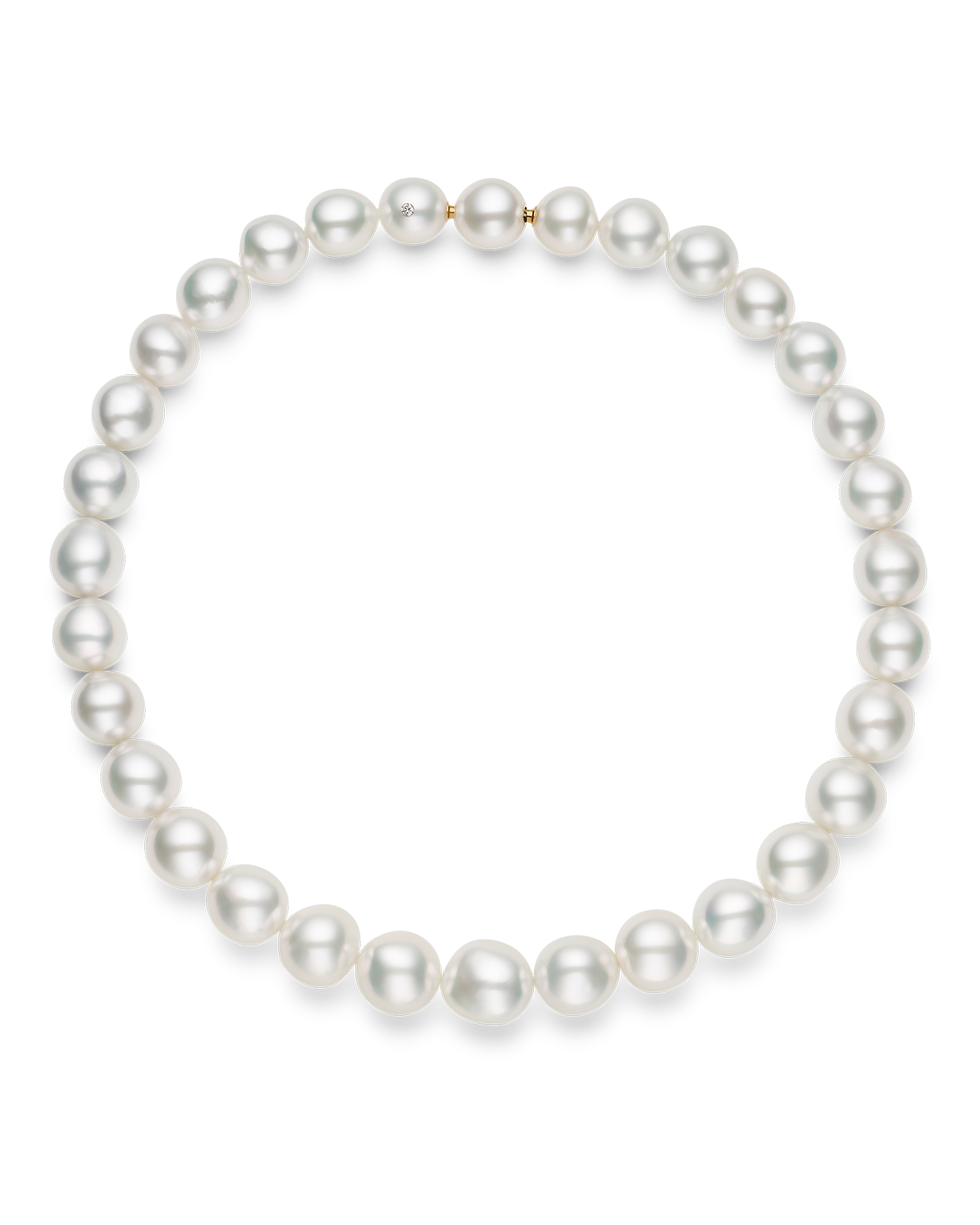 Paspaley Baroque Pearl Choker Strand Necklace | 12-14mm Baroque Pearls and Paspaley Signature Diamond