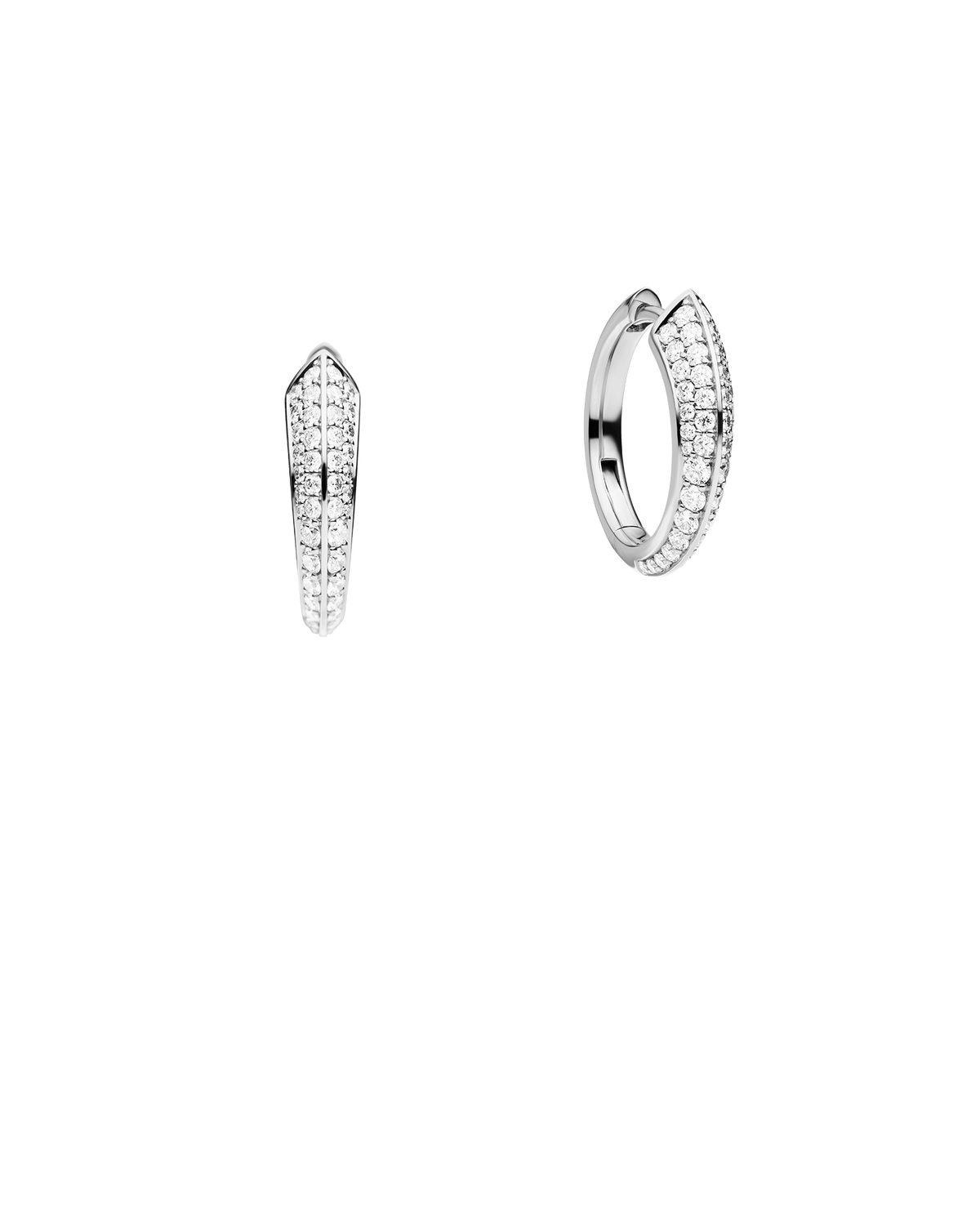 Diamond Keel Edge Medium Hoop Earrings | Diamonds and White Gold