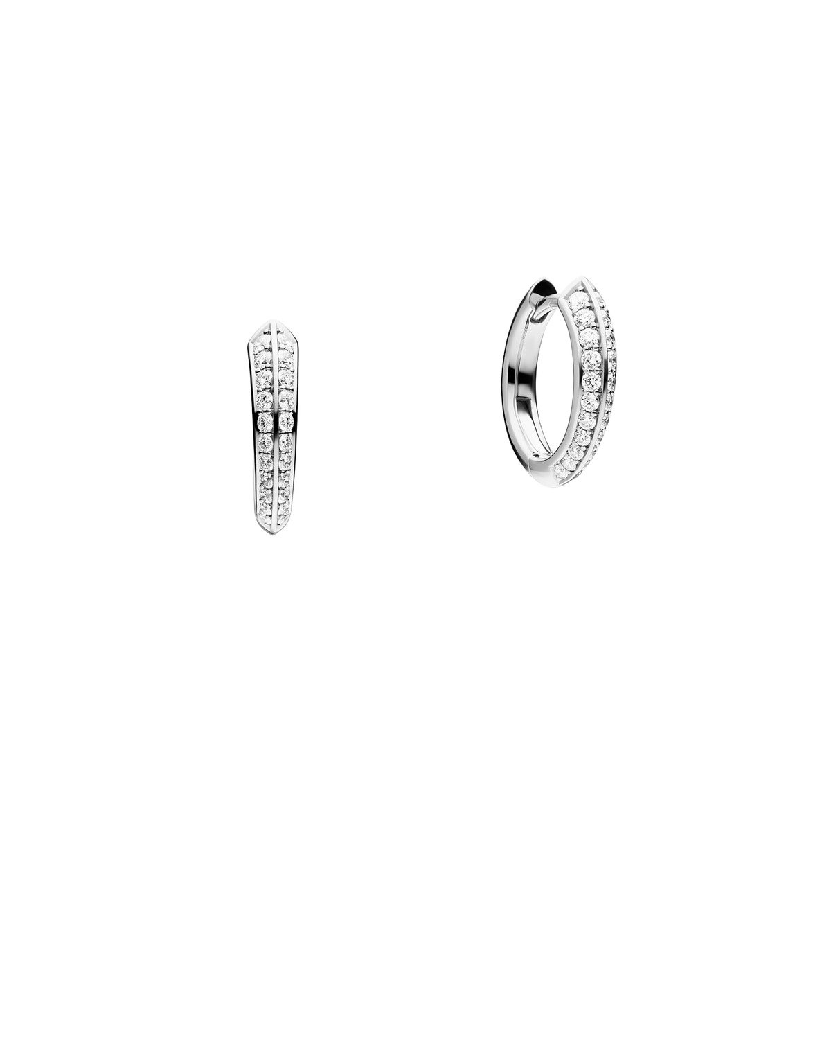 Diamond Keel Edge Small Hoop Earrings | Diamonds and White Gold