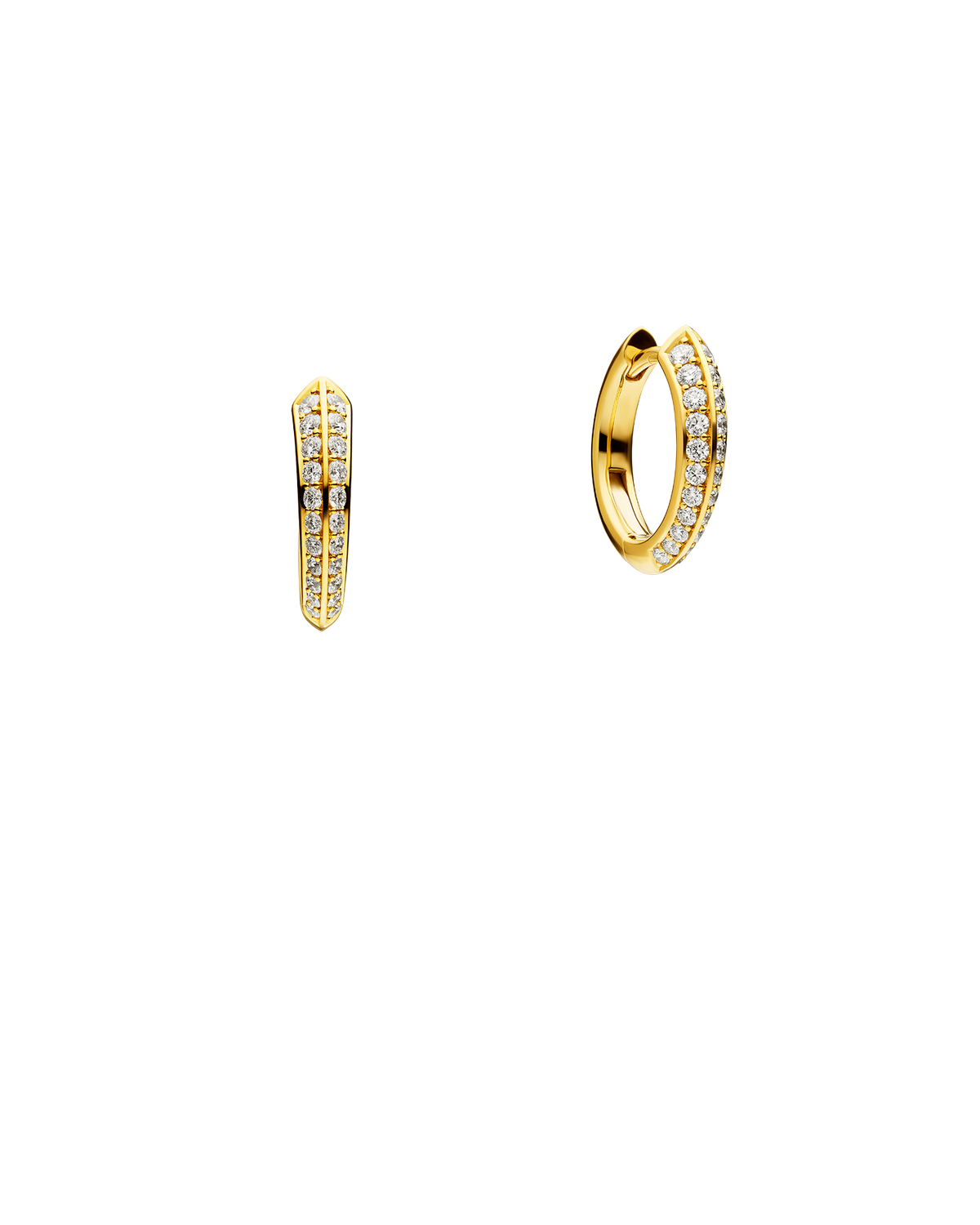 Diamond Keel Edge Small Hoop Earrings | Diamonds and Yellow Gold