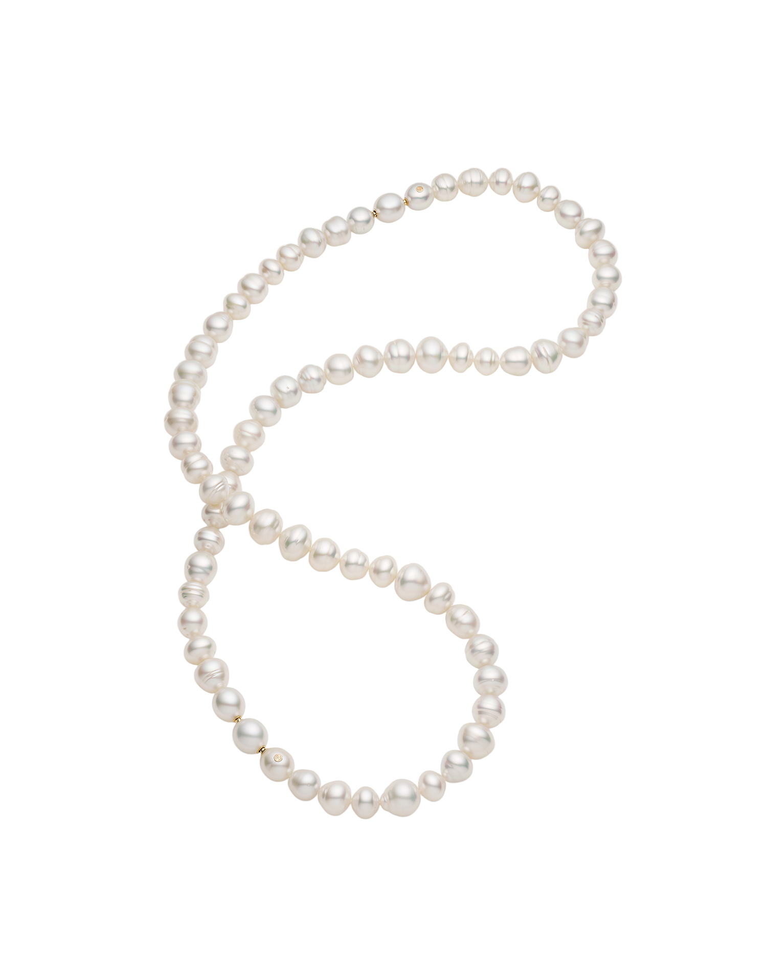 Delfini Matinee Strand Necklace | 11-14mm Circle Pearls and Rose Gold