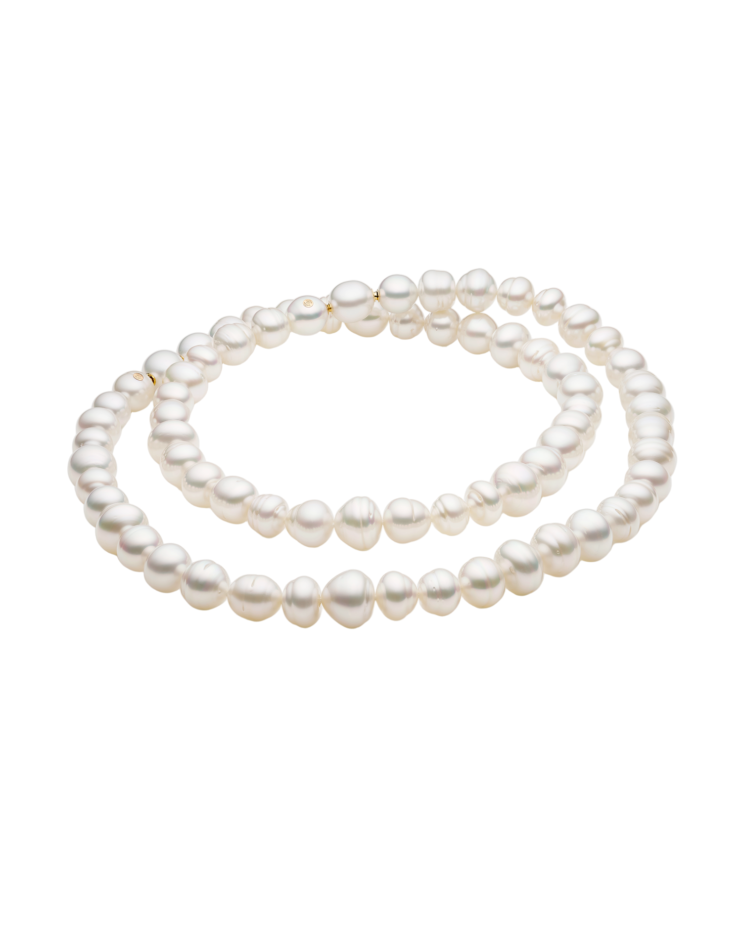 Delfini Matinee Strand Necklace | 11-14mm Circle Pearls and Rose Gold