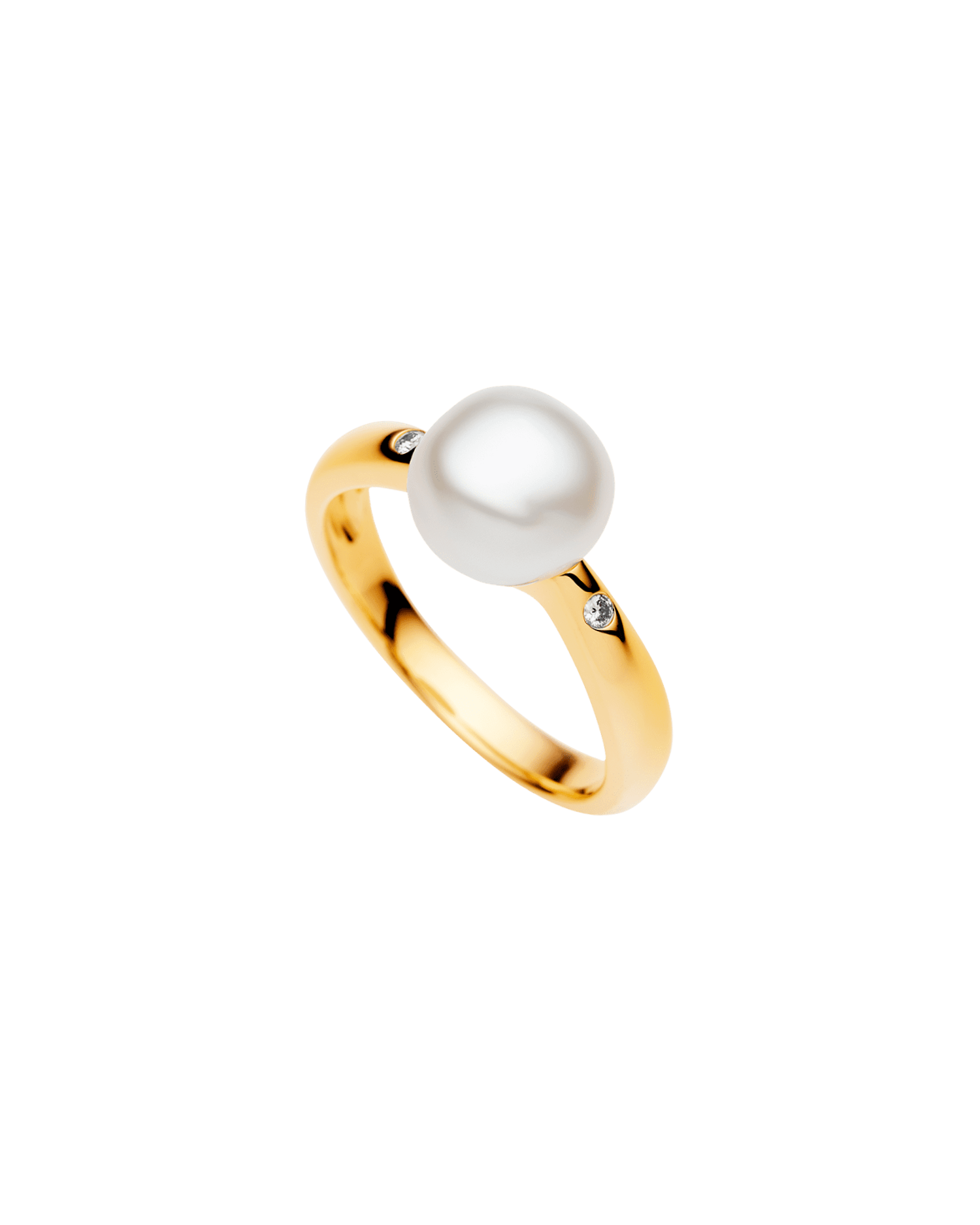 Julia Pearl Ring | 9mm Keshi Pearl, Diamonds, and Yellow Gold 1