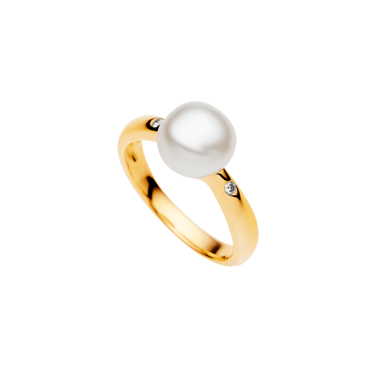Julia Pearl Ring | 9mm Keshi Pearl, Diamonds, and Yellow Gold