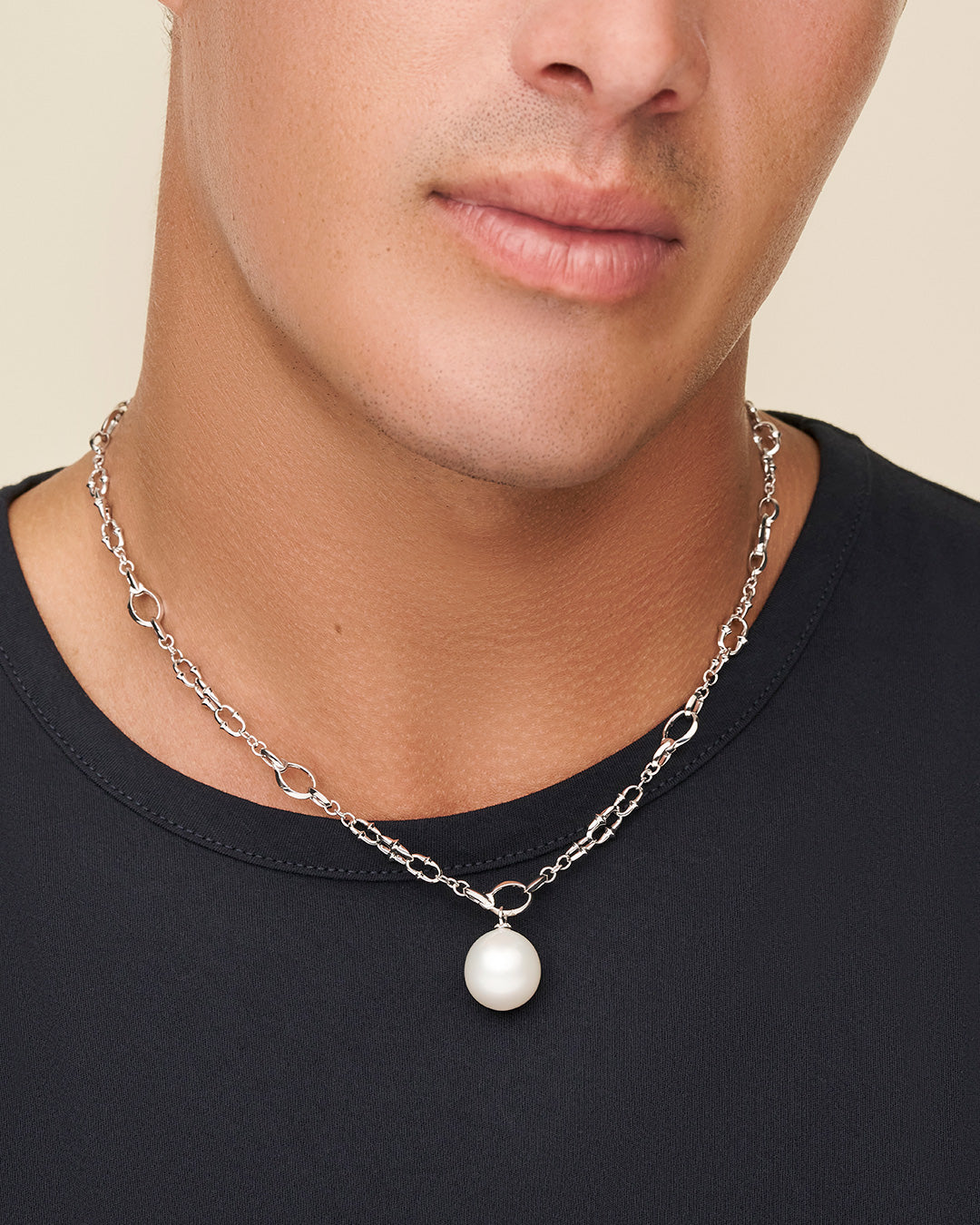Paspaley Mens Dive Pearl Charm Necklace WG DD25N01WPO15