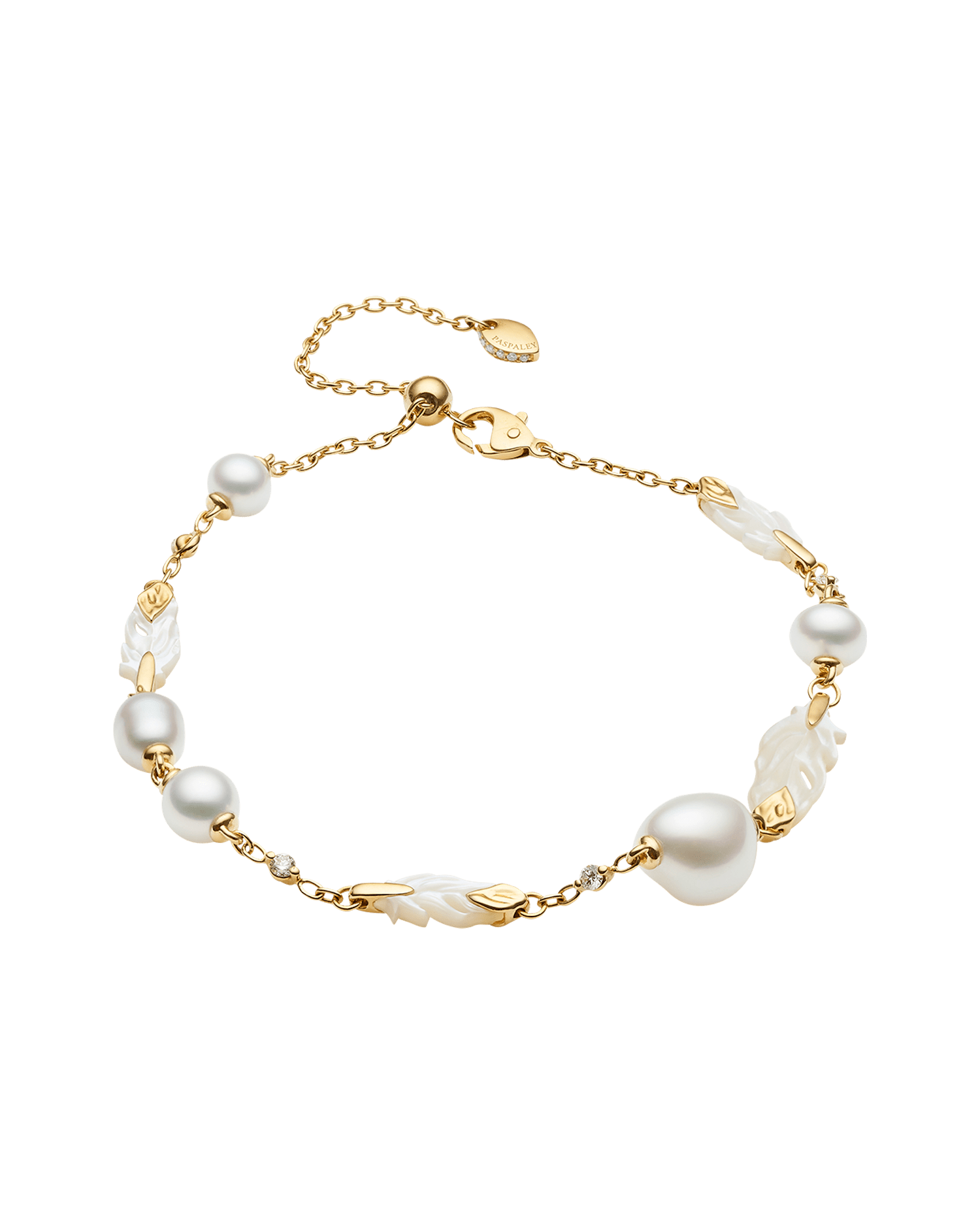 Feather Pearl Bracelet | Keshi Pearls, Diamonds, and Yellow Gold 2