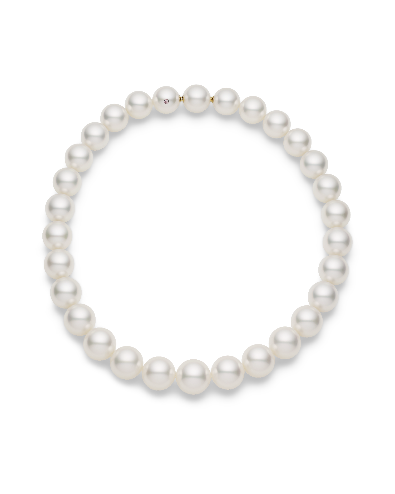 Paspaley Super Strand Pearl Necklace | 14-16mm Round Pearls and Signature Pink Diamond