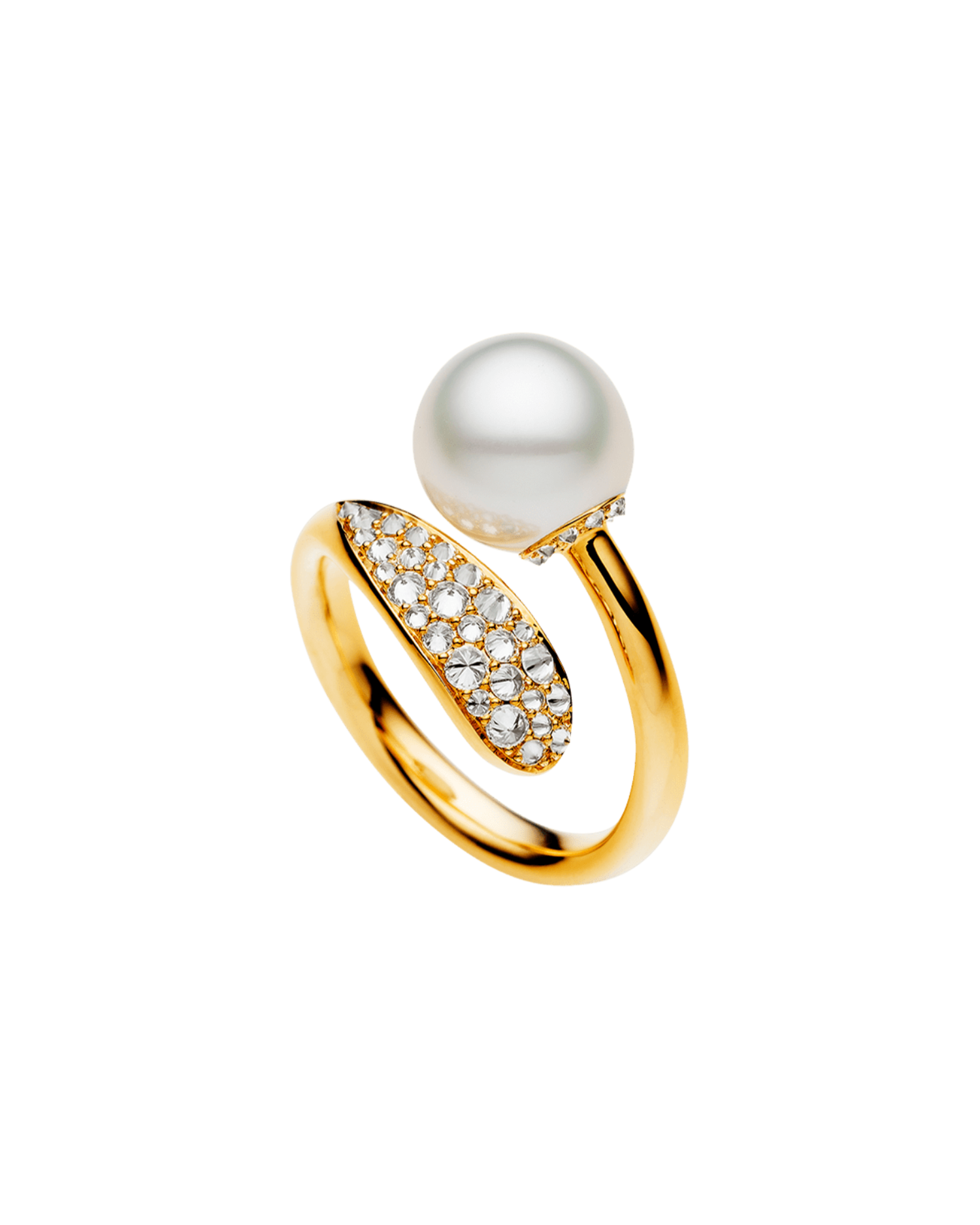 Diamond Touchstone Pearl Ring | 9mm Oval Pearl, Diamonds, and Yellow Gold 1