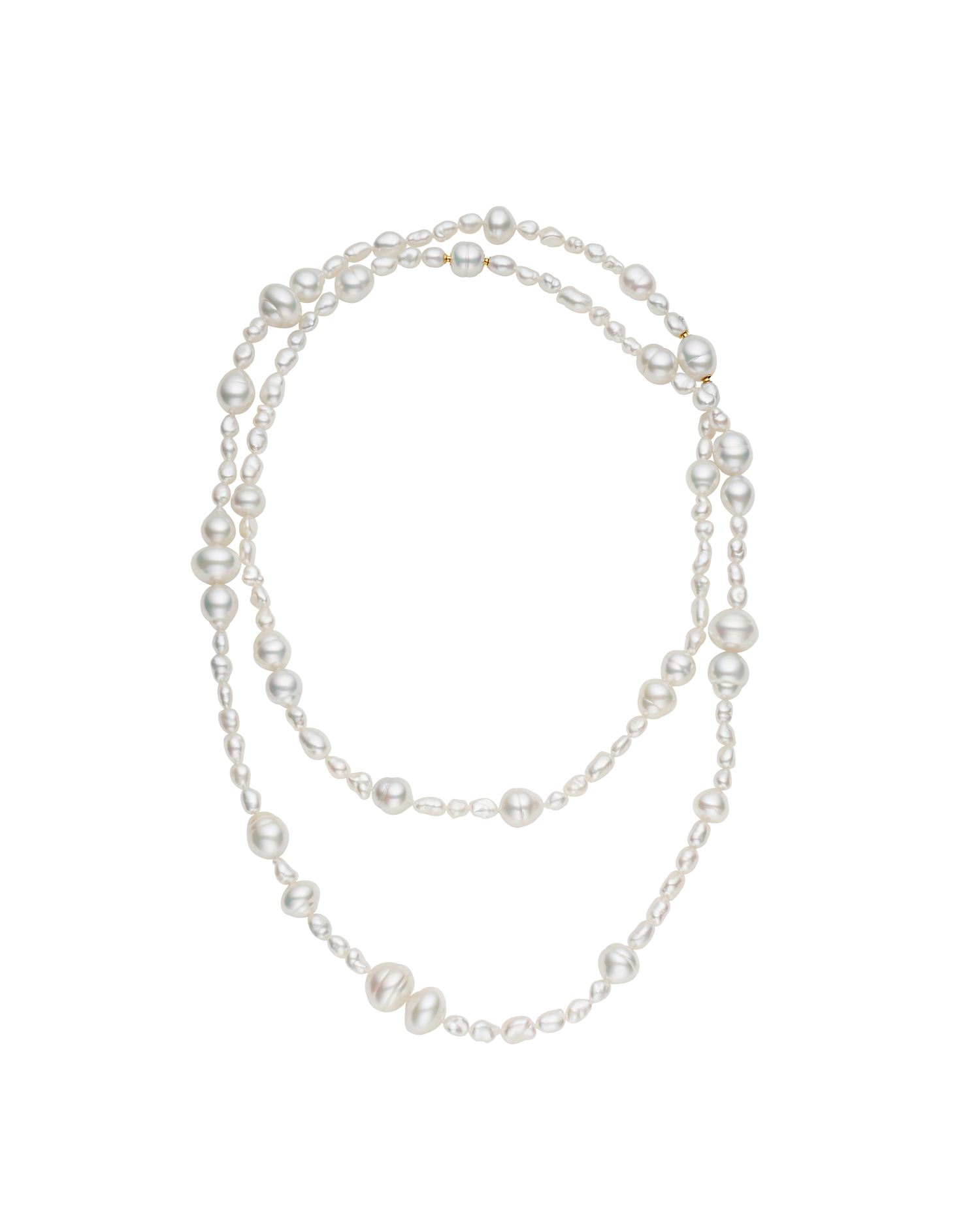 Rhapsody 25 Keshi and Circle Pearl Strand Necklace  SRR25MIX01