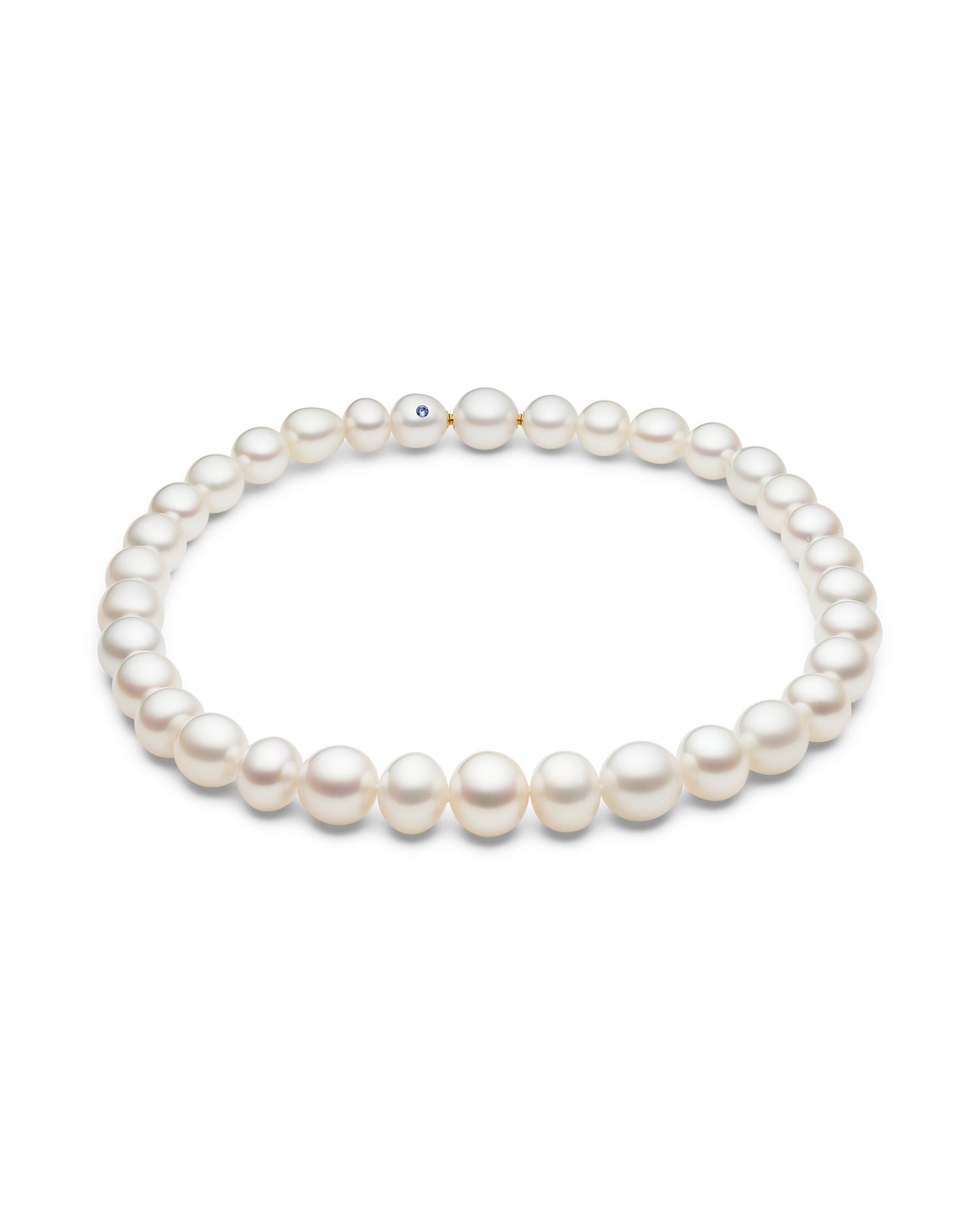 Delfini Blue Pearl Strand Necklace | 11-14mm Pearls and Blue Sapphire 