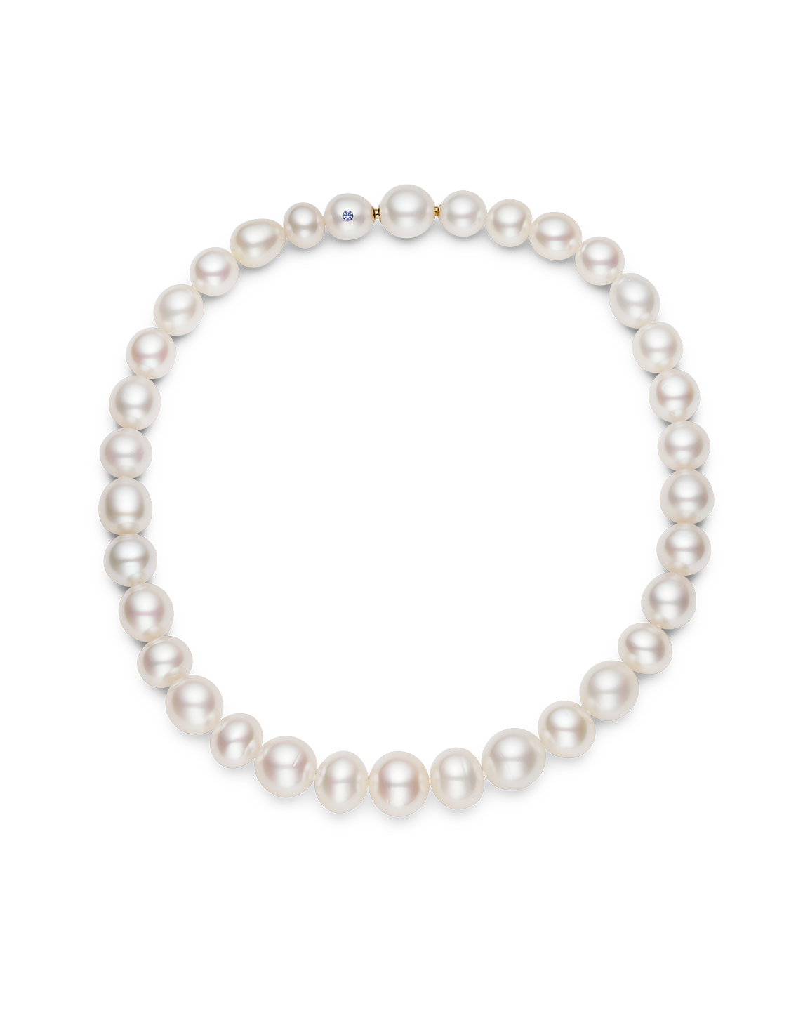Delfini Blue Pearl Strand Necklace | 11-14mm Pearls and Blue Sapphire 