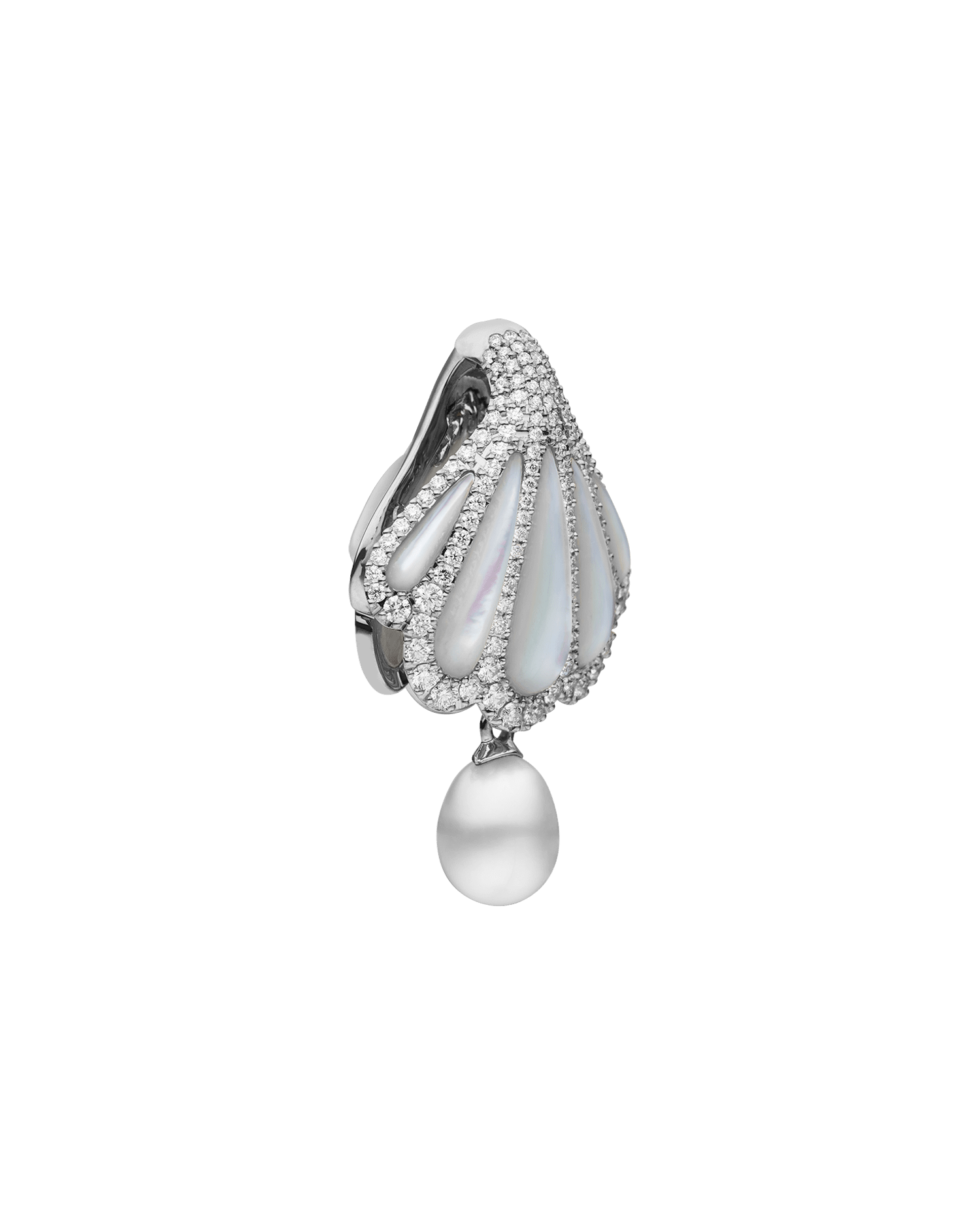 Sea Shell Mother Of Pearl Diamond and Keshi Pearl Pendant White Gold X17P11WKQ06 1500 x 1875 side