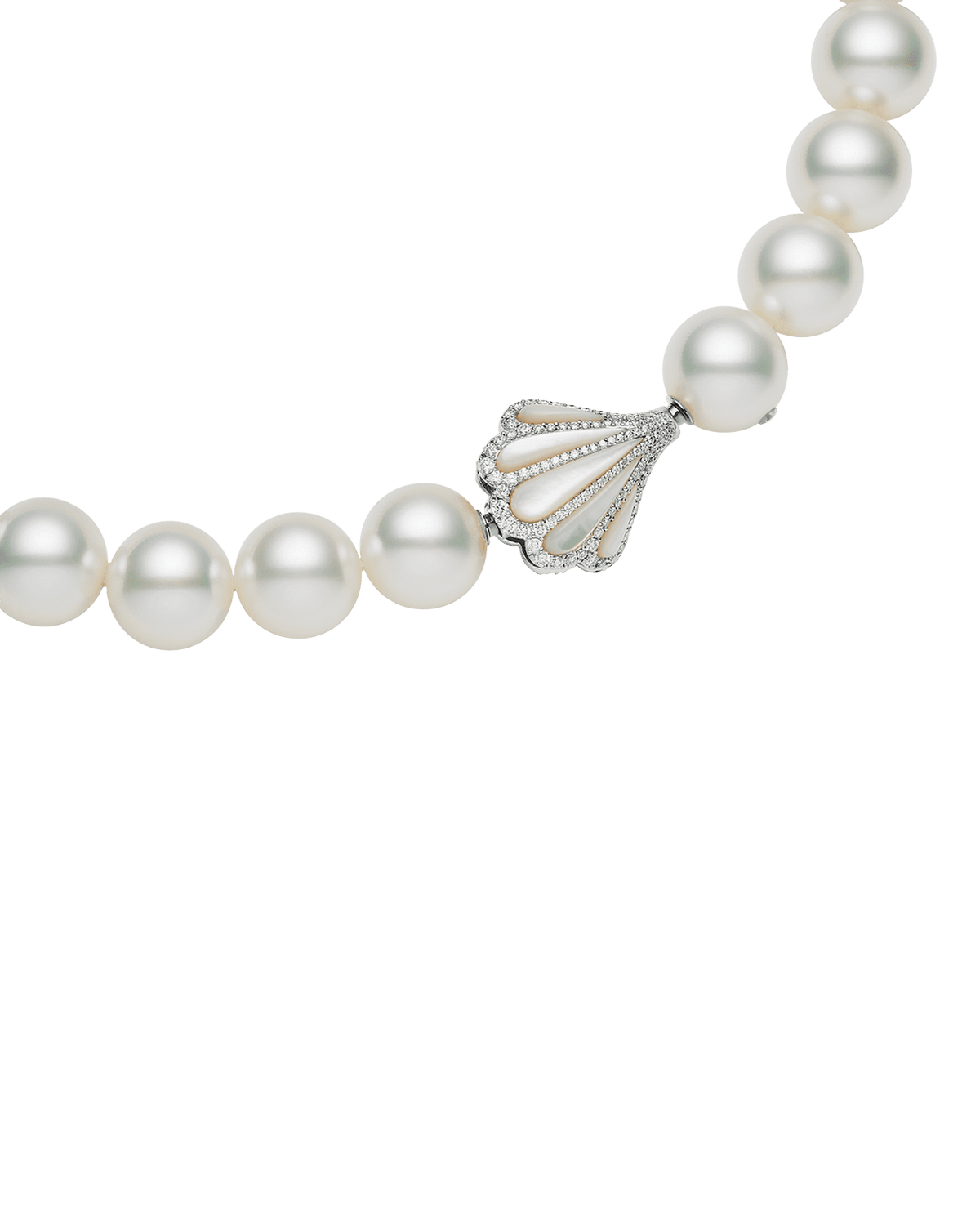Clam Shell Diamond Clasp | Mother of Pearl, Diamonds, and White Gold