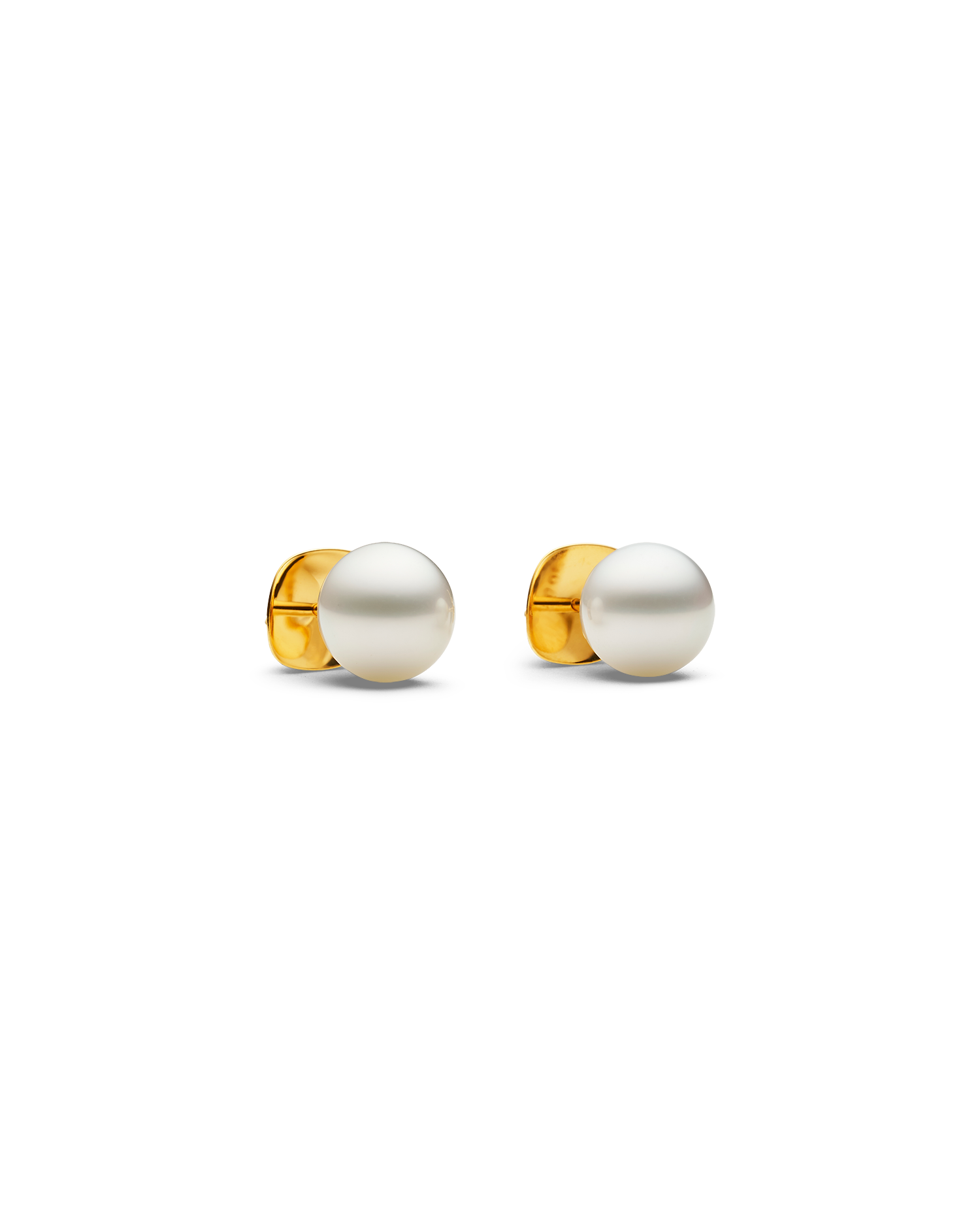 Semi-Round Pearl Stud Earrings | Semi-Round Pearls and Yellow Gold