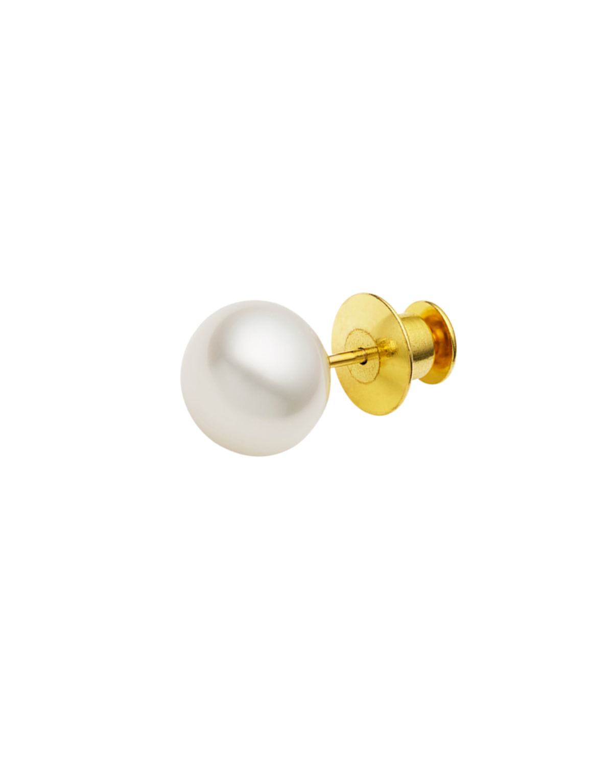 Single Pearl Lapel Pin | 12mm Button Pearl and Yellow Gold