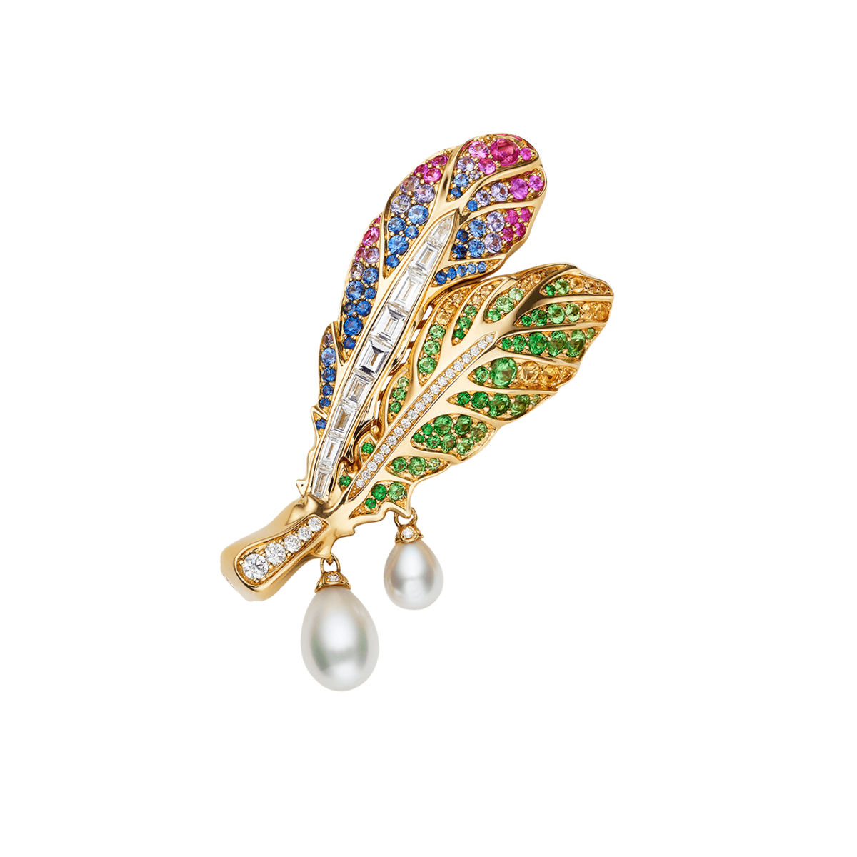Song Bird Feather Pearl Brooch Clasp 5-7mm Keshi Pearls, Gemstones,