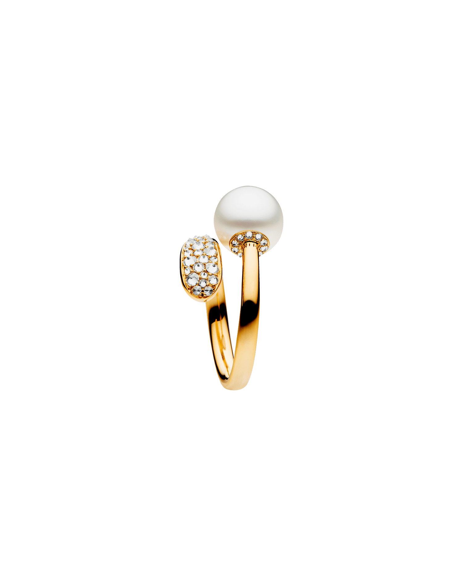 Diamond Touchstone Pearl Ring | 9mm Oval Pearl, Diamonds, and Yellow Gold 2