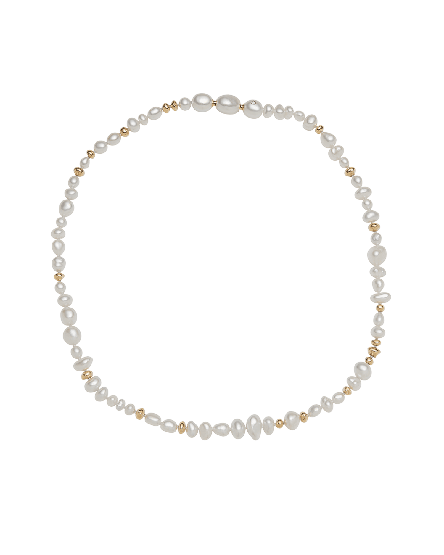 Wild Gold Granule Pearl Strand Necklace | 4-10mm Pearls, Paspaley Signature Diamond, and Yellow Gold