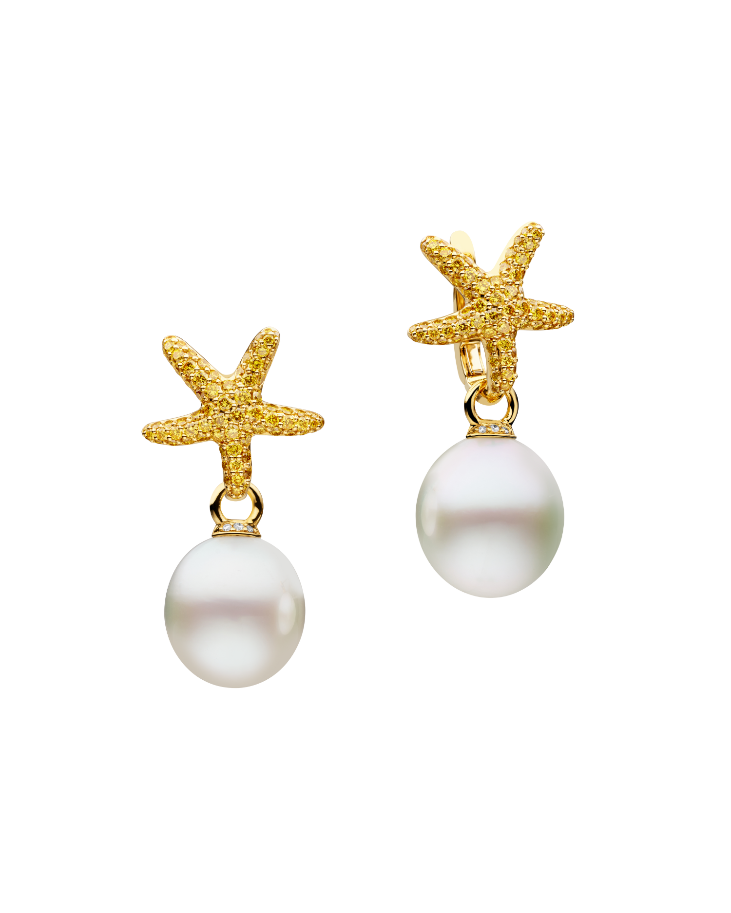 Yellow Diamond Starfish Pearls My Way Earrings in Yellow Gold 13mm Oval DYPO13C25E02Y C25E02Y + C16AE04YPO13