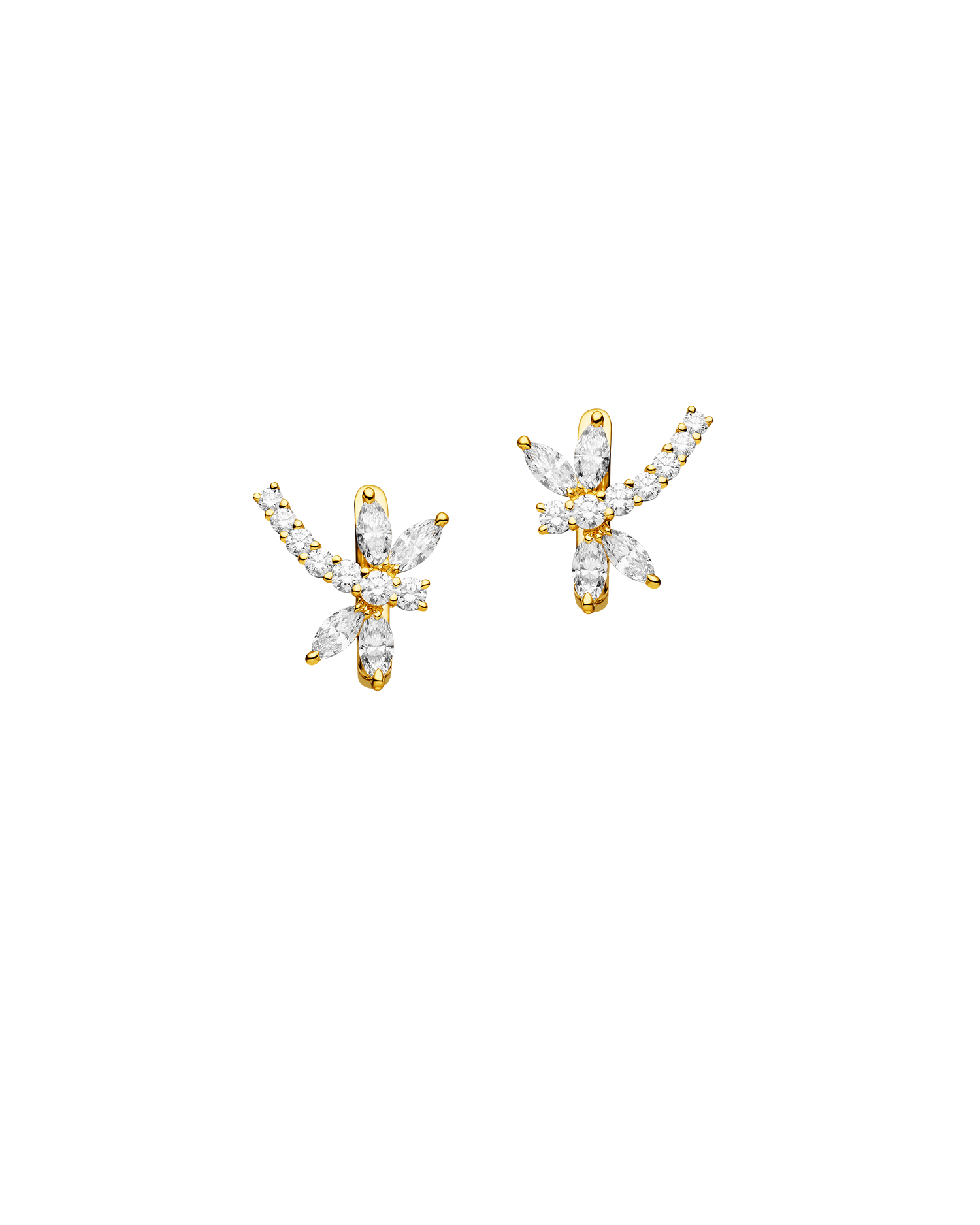 Diamond Dragonfly Earrings | Diamond and Yellow Gold