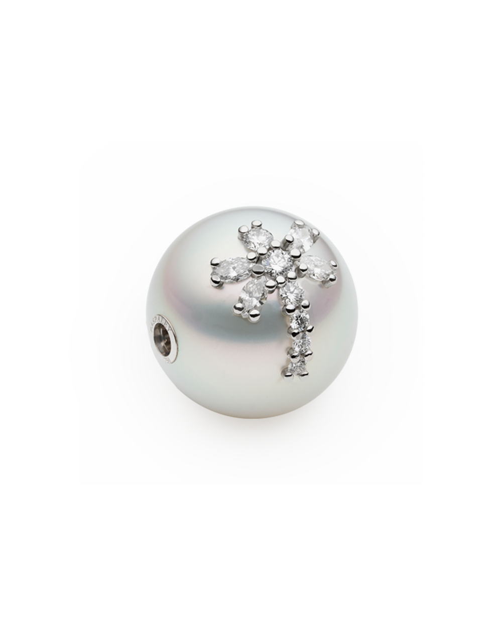 Diamond Dragonfly Pearl Clasp | 17mm Round Pearl, Diamond and Platinum