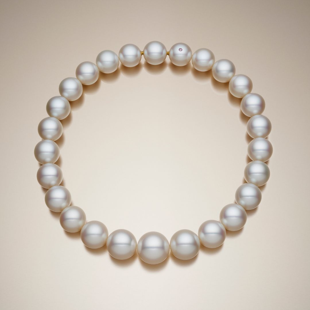 Paspaley Vivienne Strand Necklace | 17mm-21mm Round Pearls, and Pink Diamond