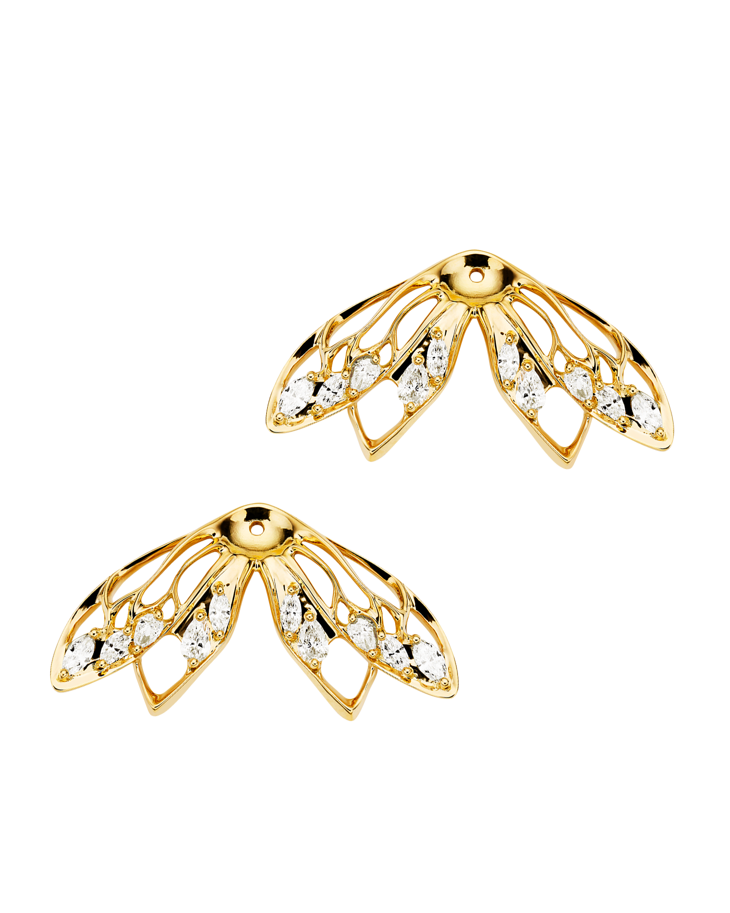 Lacewing Cicada Stud Enhancers | Diamond and Yellow Gold