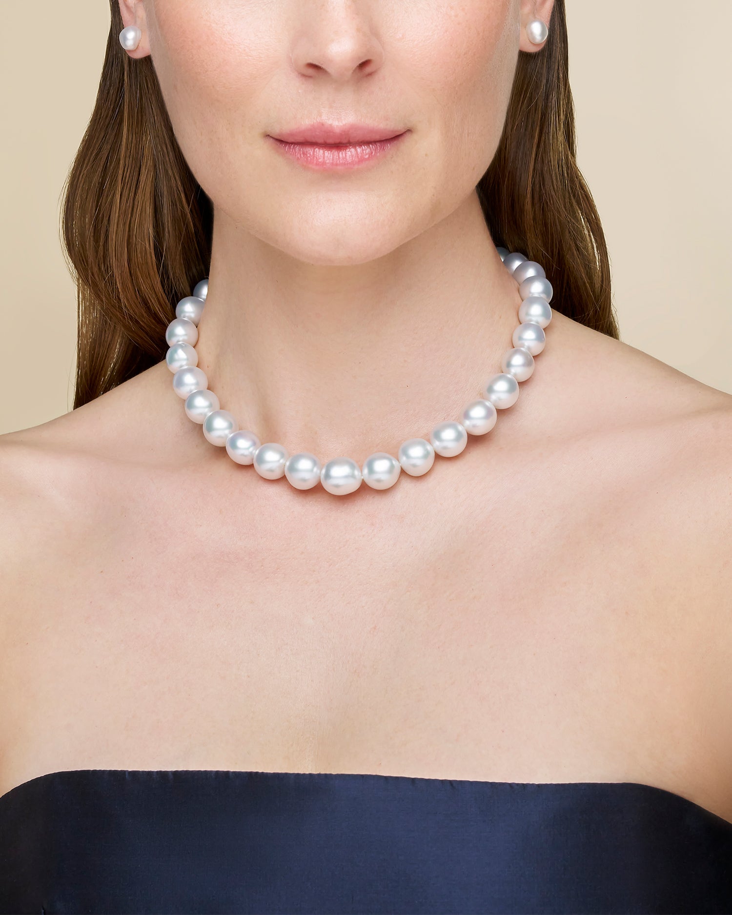 Paspaley Baroque Pearl Choker Strand Necklace | 12-14mm Baroque Pearls and Paspaley Signature Diamond