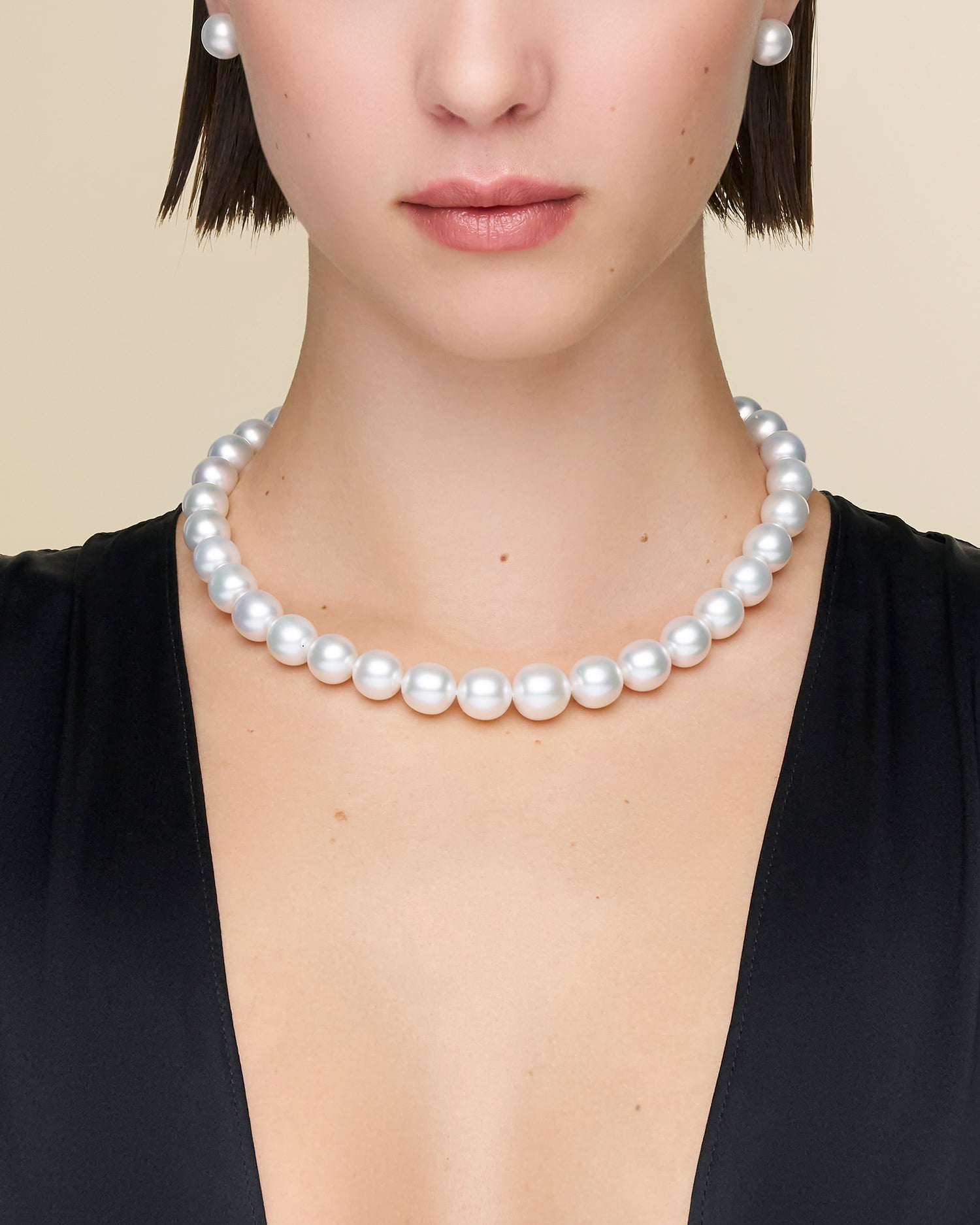 Paspaley Strand Of The Harvest Pearl Necklace | 12-14mm Oval Pearls and Paspaley Signature Yellow Diamond