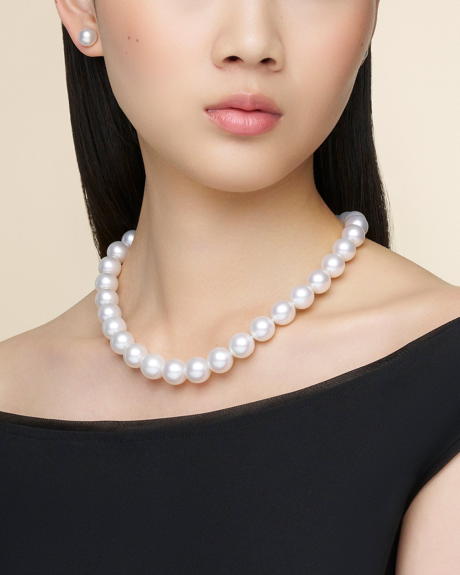 Paspaley Round Pearl Strand Necklace | 12-13mm Round Pearls and Paspaley Signature Diamond
