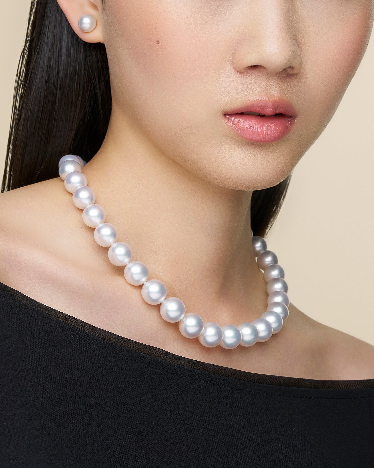 Paspaley Round Pearl Strand Necklace | 12-13mm Round Pearls and Paspaley Signature Diamond