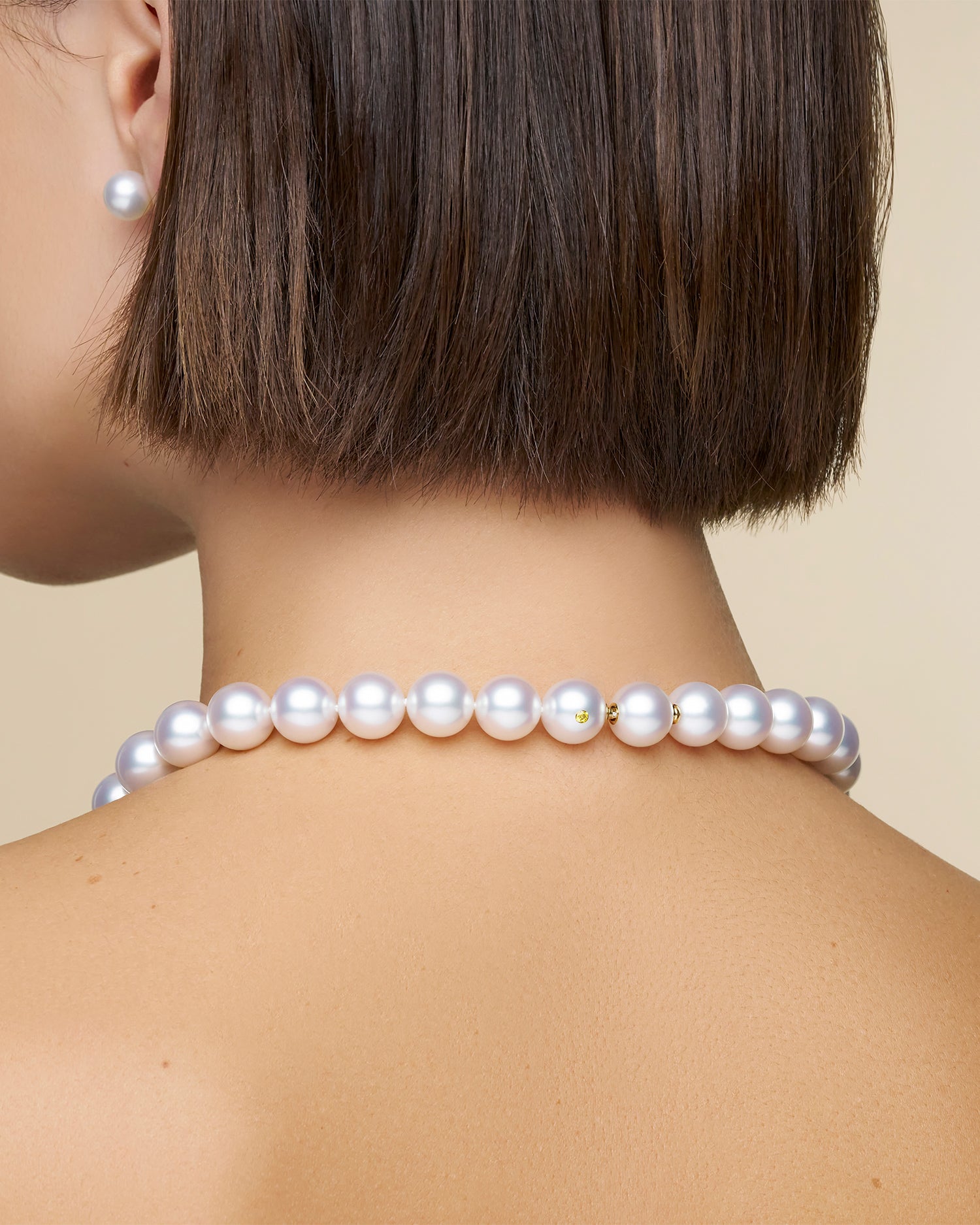 Paspaley Strand Of The Harvest Pearl Necklace | 12-14mm Round Pearls and Signature Yellow Diamond