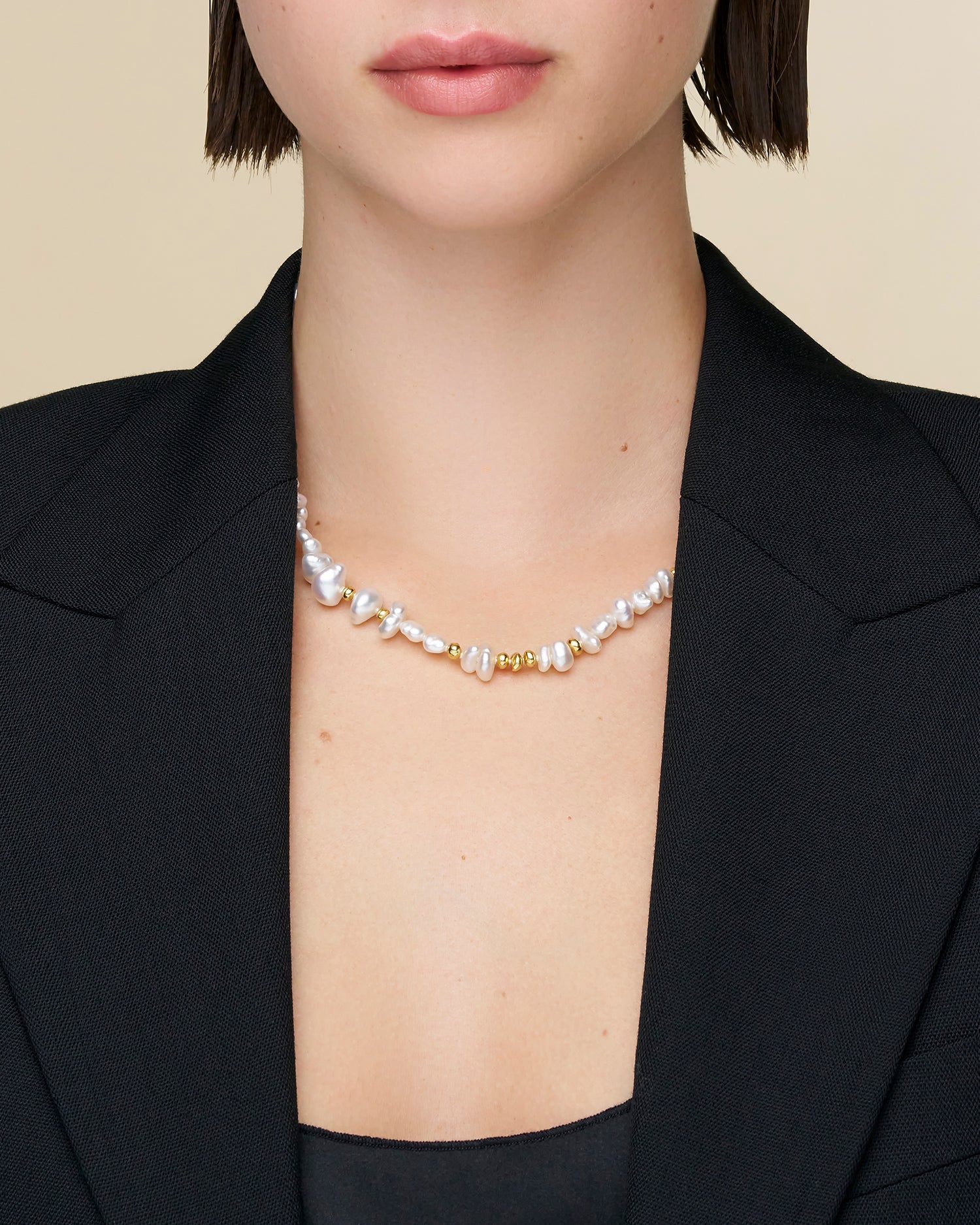 Wild Gold Granule Pearl Strand Necklace | 4-10mm Pearls, Paspaley Signature Diamond, and Yellow Gold