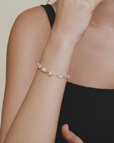 Paspaley Mother Of Pearl Feather and Pearl Bracelet Yellow Gold E22B00YKQ05