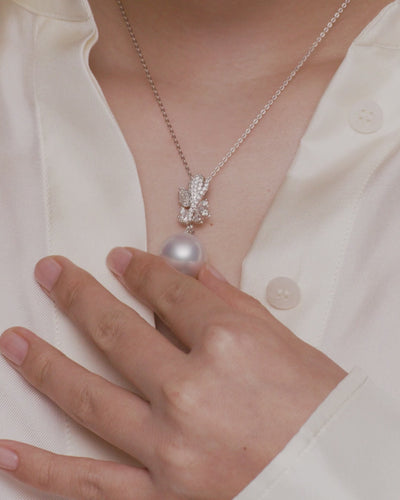 Paspaley Diamond Dragonfly Pearl Necklace On Body DX16PR161345