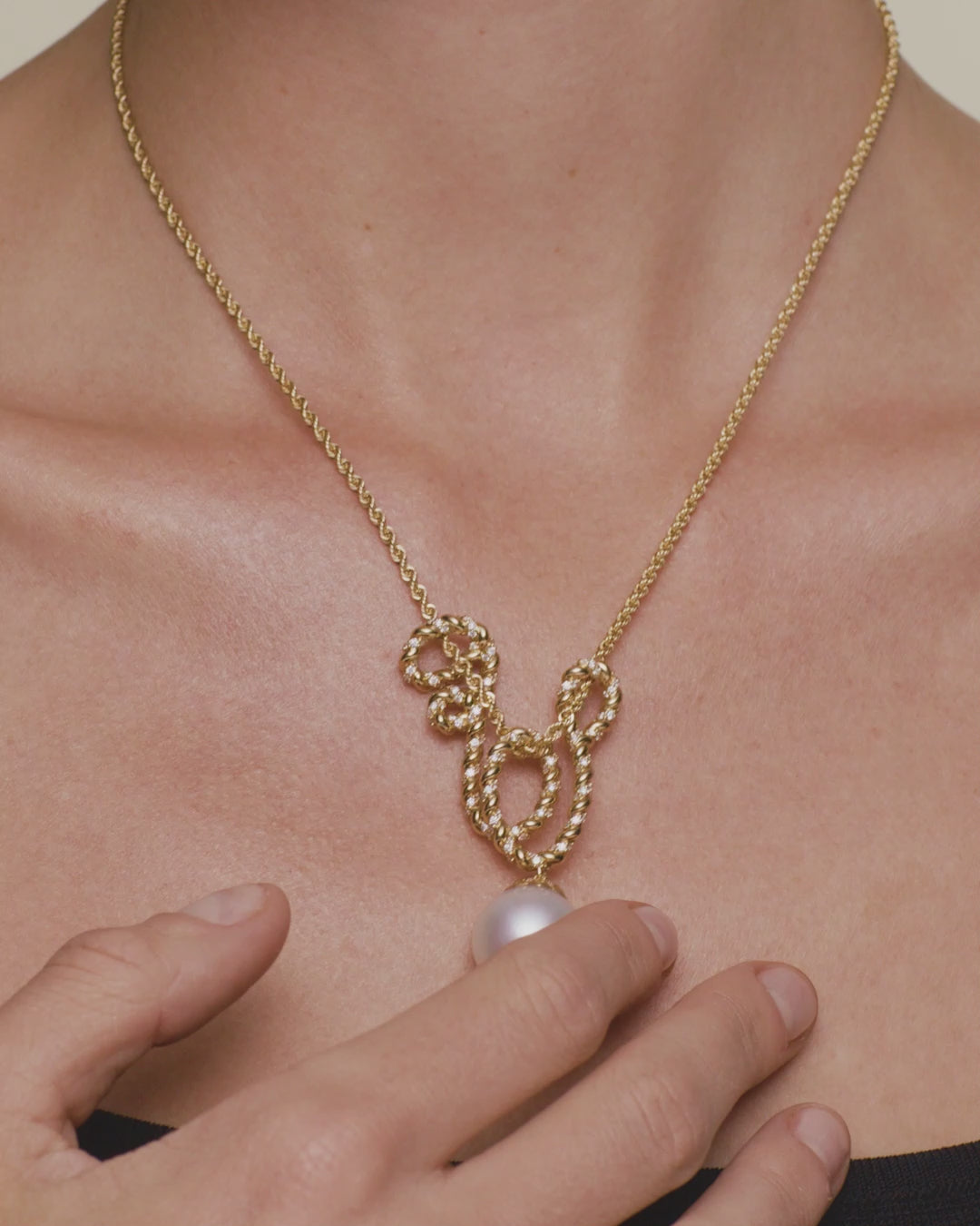 Paspaley Diamond Entwined Rope Pearl Pendant On Body D21P44YPS16